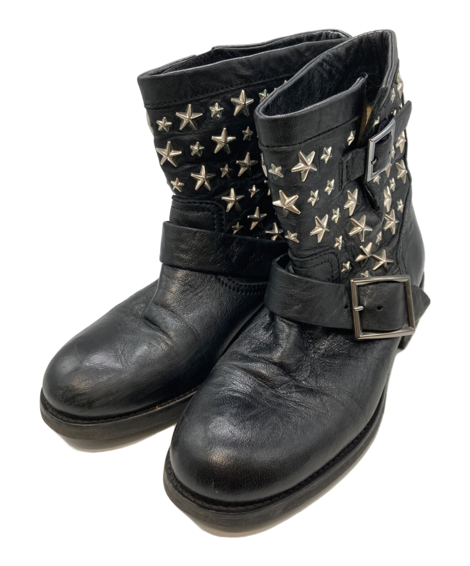 JIMMY CHOO スタースタッズ エンジニア ショートブーツ 35 ジミーチュウ スタースタッズ エンジニアブーツ