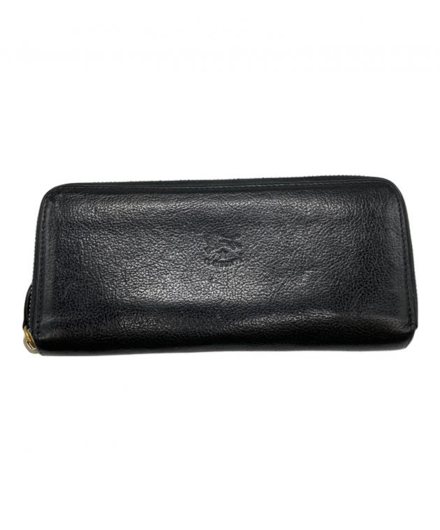 （中古）IL BISONTE   長財布　オーガナイザー　黒 IL BISONTE(イルビゾンテ) / 長財布/レザー/BLK/無地/メンズ