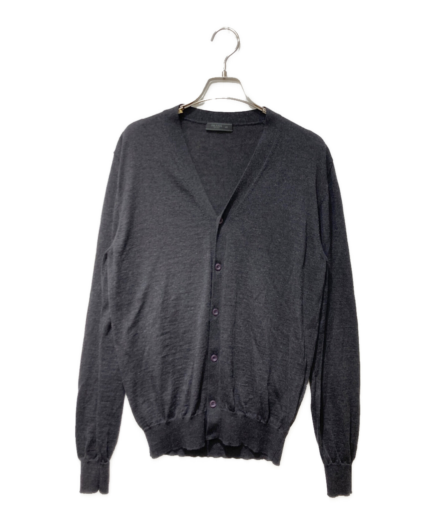 中古・古着通販】PRADA (プラダ) ウールVネックカーディガン グレー 