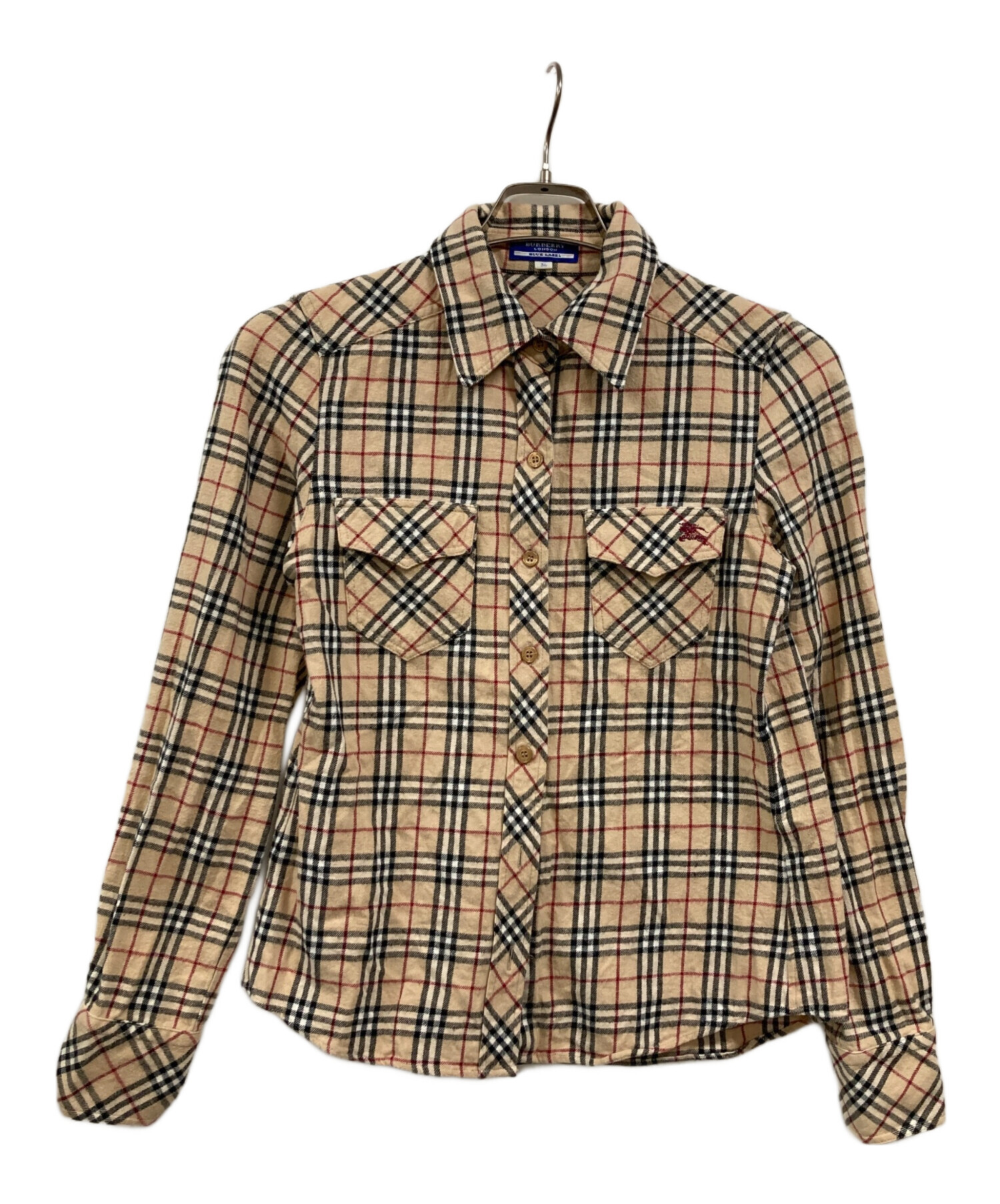 超美品本物バーバリーブルーレーベル上質コットンチェック柄七分袖