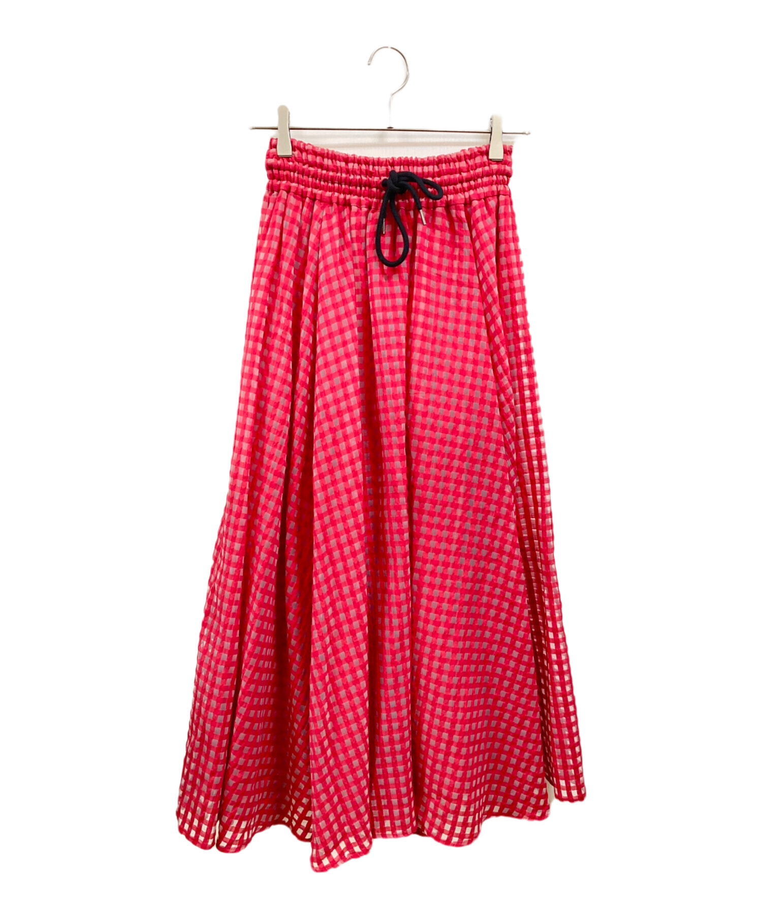 オブリ OBLI チェックフレアスカート ロング M ピンク /MY □OS レディース