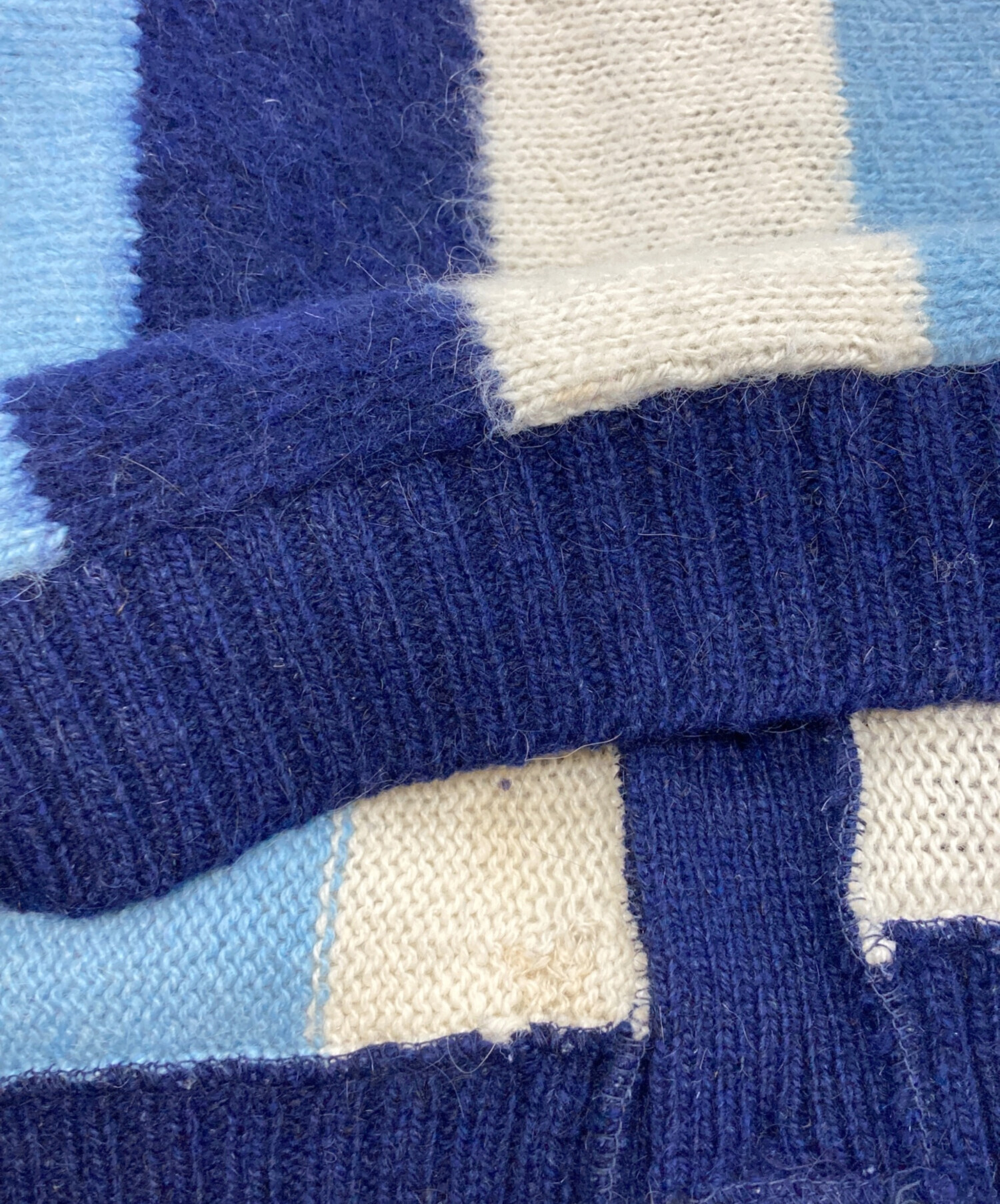 Glen Dee モヘア混 カーディガン 襟付き ニット70s ブルー系 L