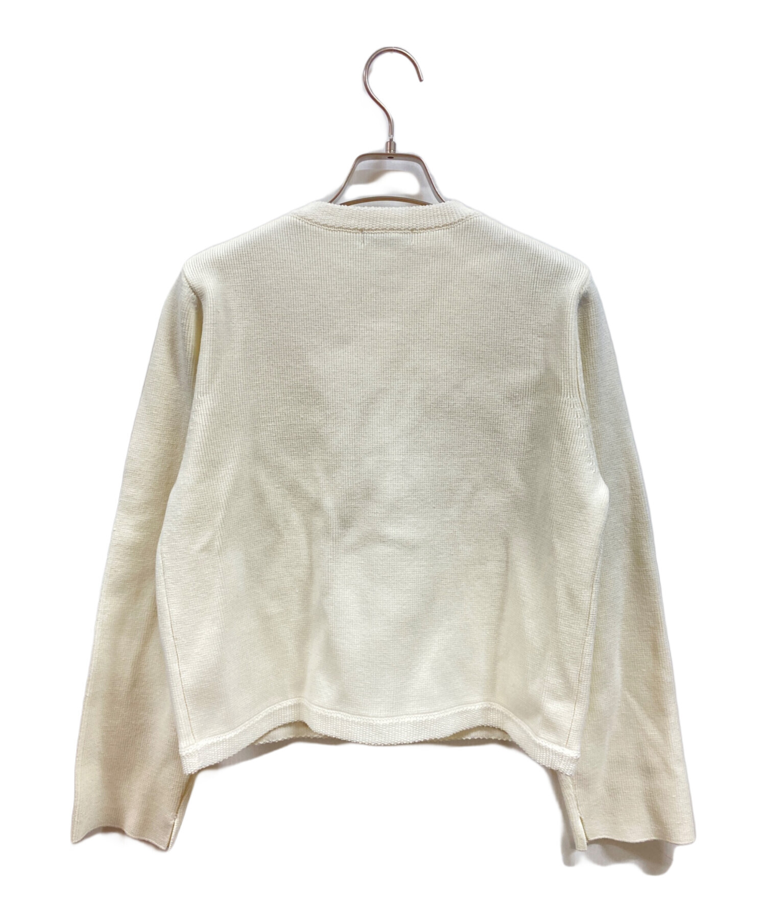 anuans オリジナルボタンノーカラーニットジャケット anuans