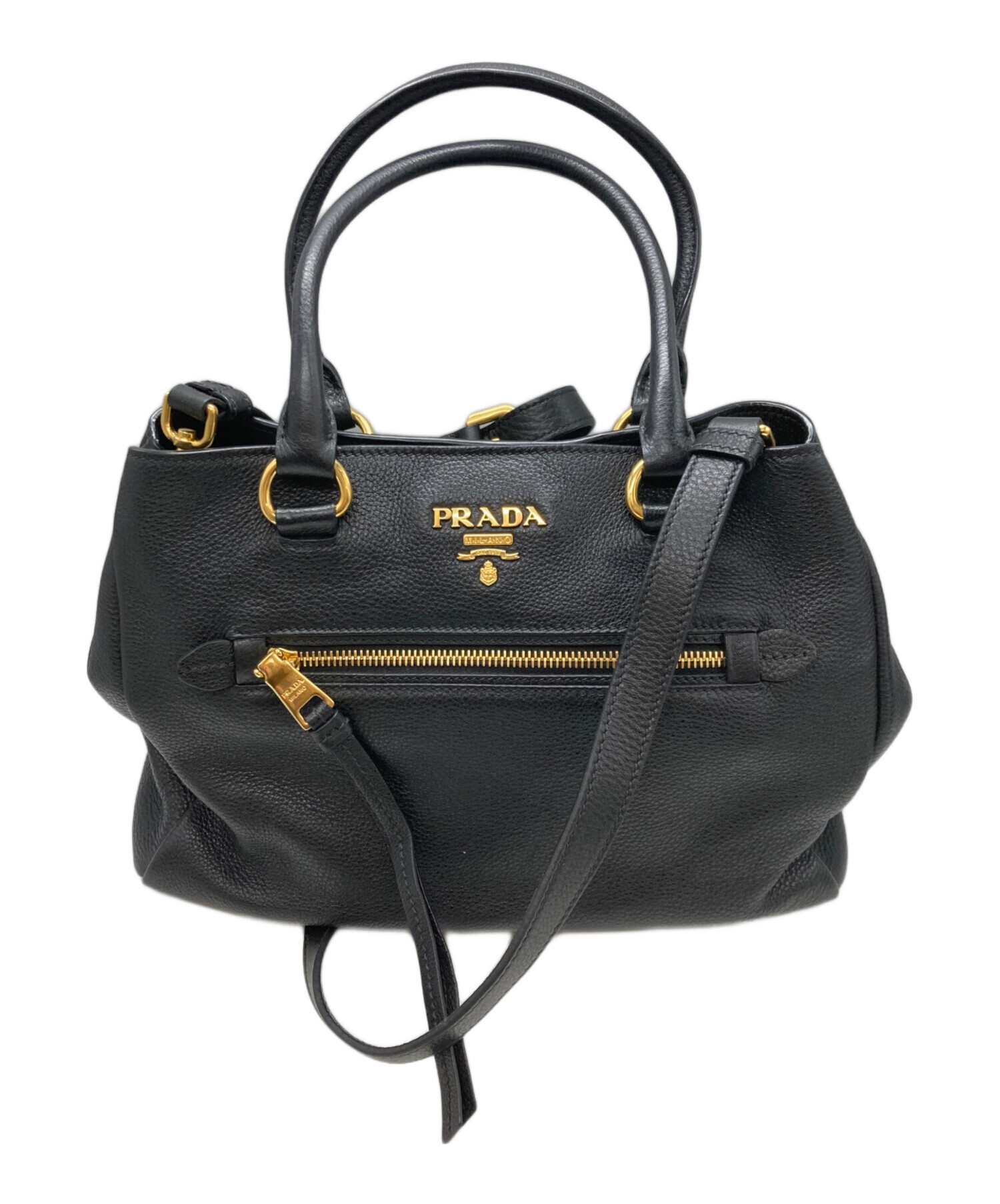 プラダ　バック　グレージュ　ヴィッテロフェニックス　1BG044 2way プラダ ヴィッテロフェニックス レザー ハンドバッグ グレー