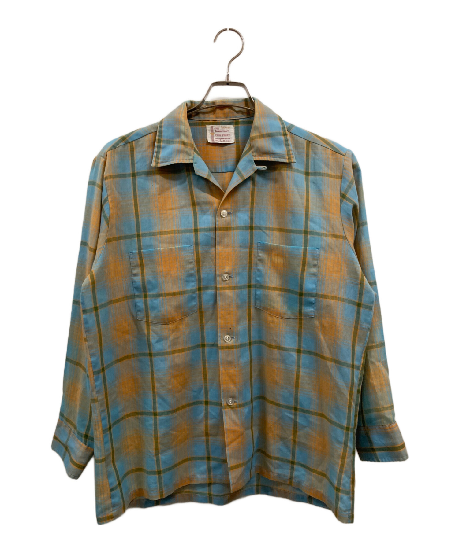 Towncraft 70s ヴィンテージ 開襟チェックシャツ タウンクラフト M