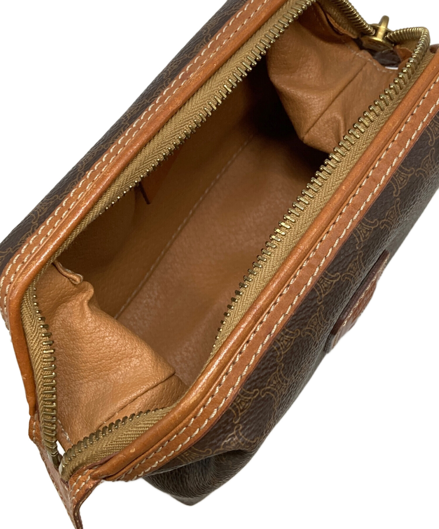 中古・古着通販】CELINE (セリーヌ) マカダム柄ポーチ ブラウン サイズ