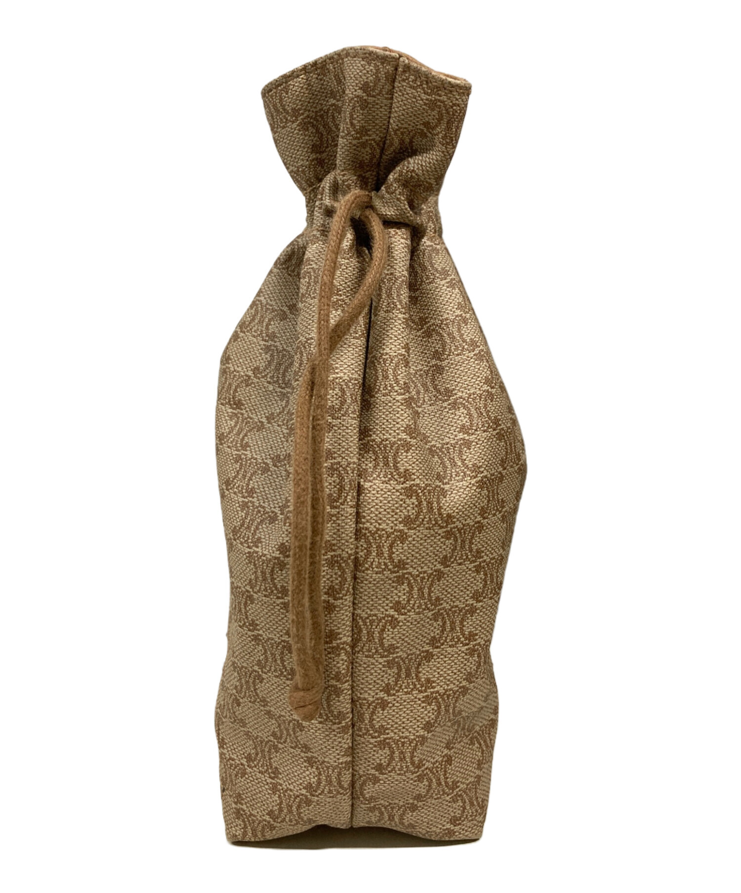 瑠衣　　CELINE マカダム　巾着ポーチ ヴィンテージ CELINE セリーヌ マカダム 巾着 ポーチ バッグ ブラウン