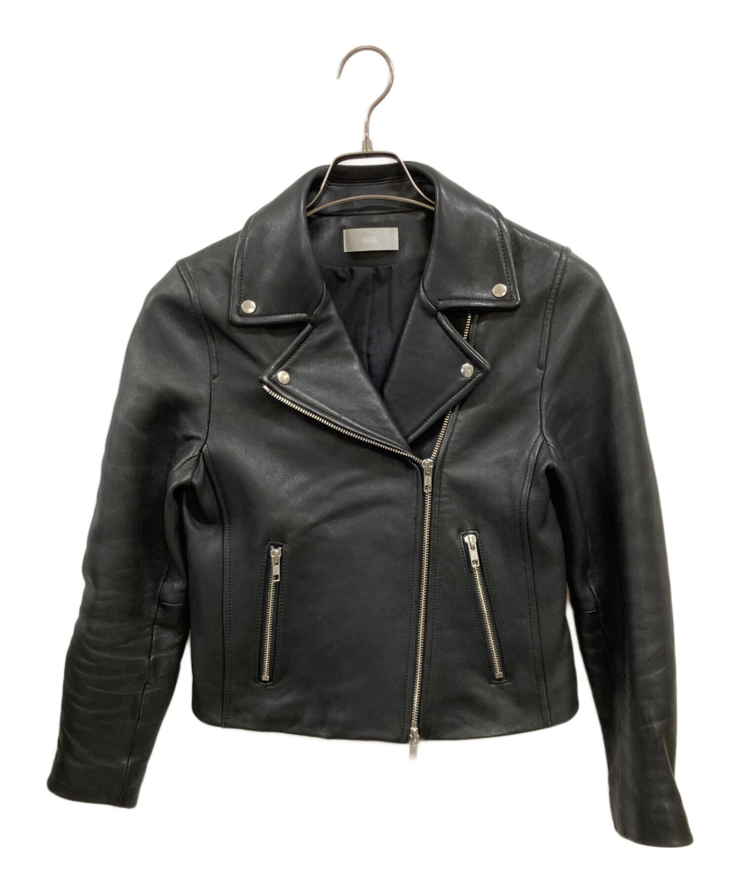 HARE ダブル ライダース 羊革 S HAL07003AD HARE◇ダブルライダースジャケット/S/羊革/BLK/無地/HAL07003AD