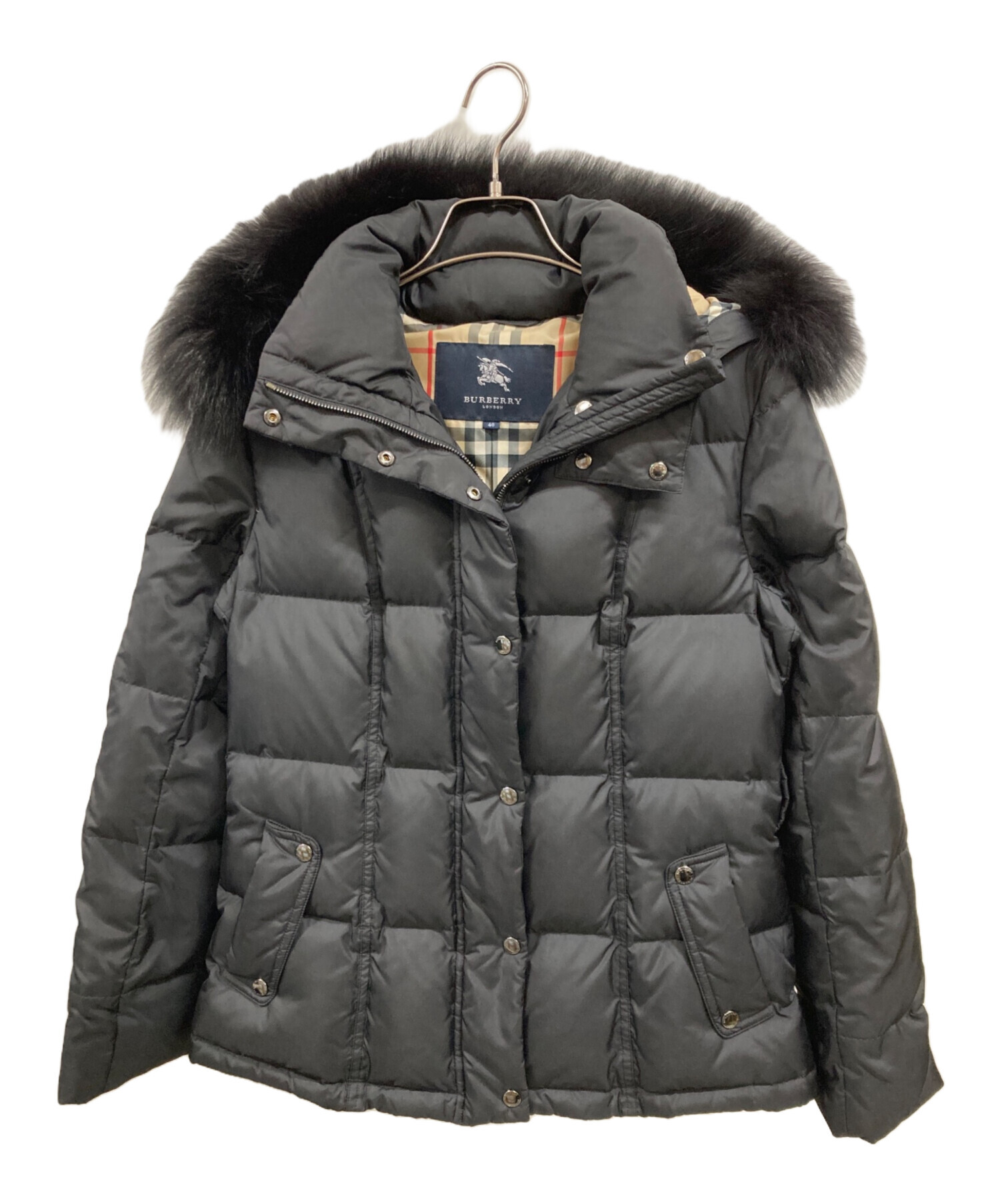 BURBERRY LONDONダウンコート フォックスファー ノバチェック 40