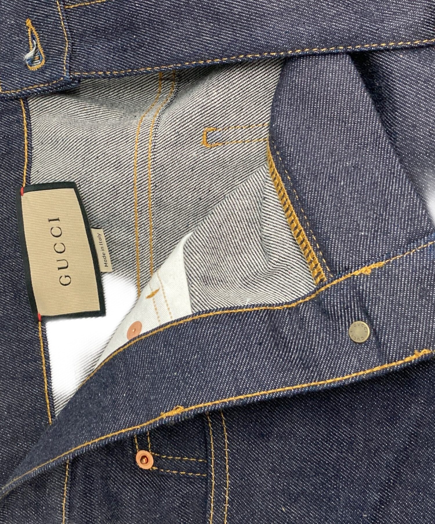 中古・古着通販】GUCCI (グッチ) GG総柄折り返し付きデニムパンツ