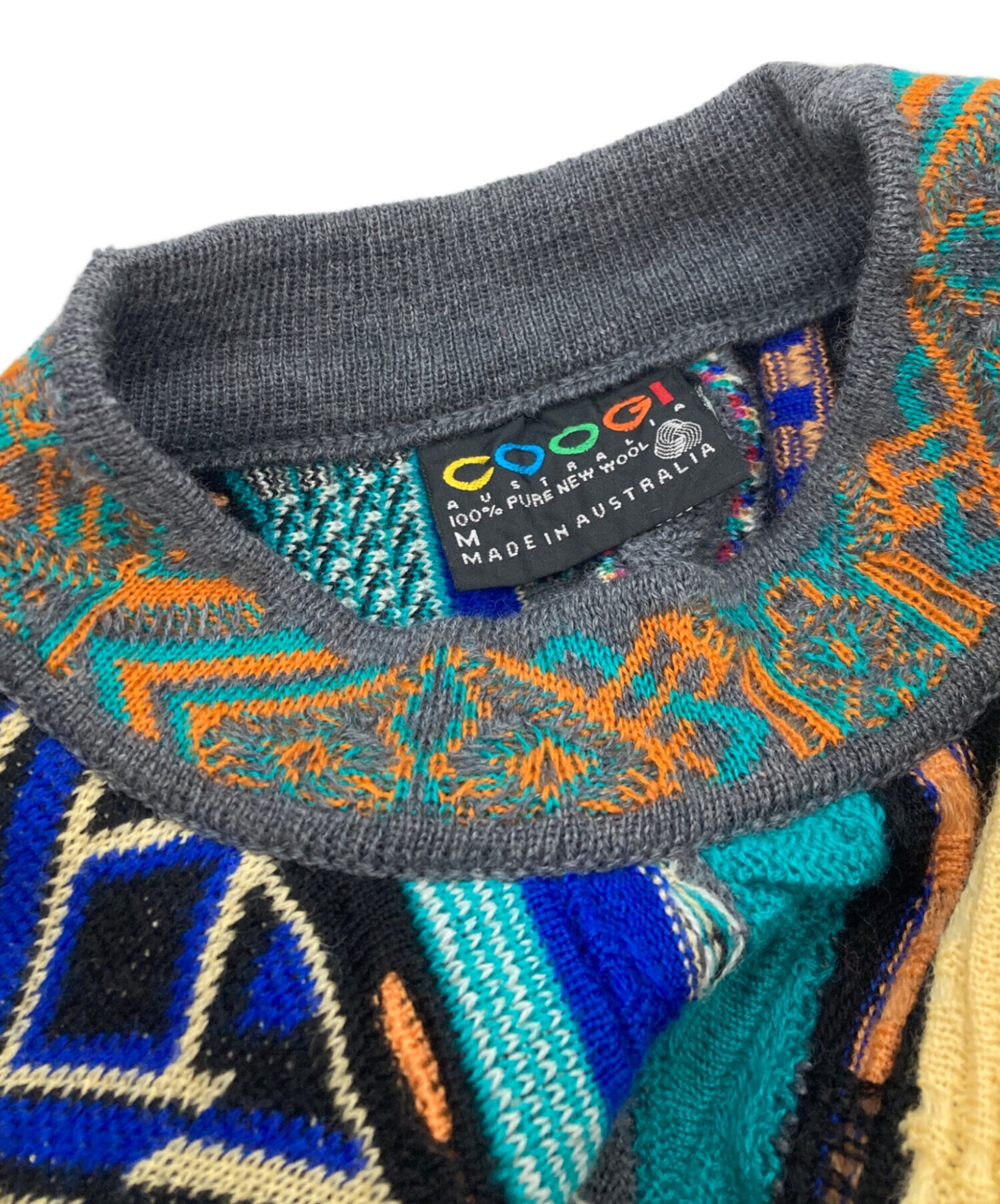 中古・古着通販】Coogi (クージー) 3Dニット クージー グレー×グリーン