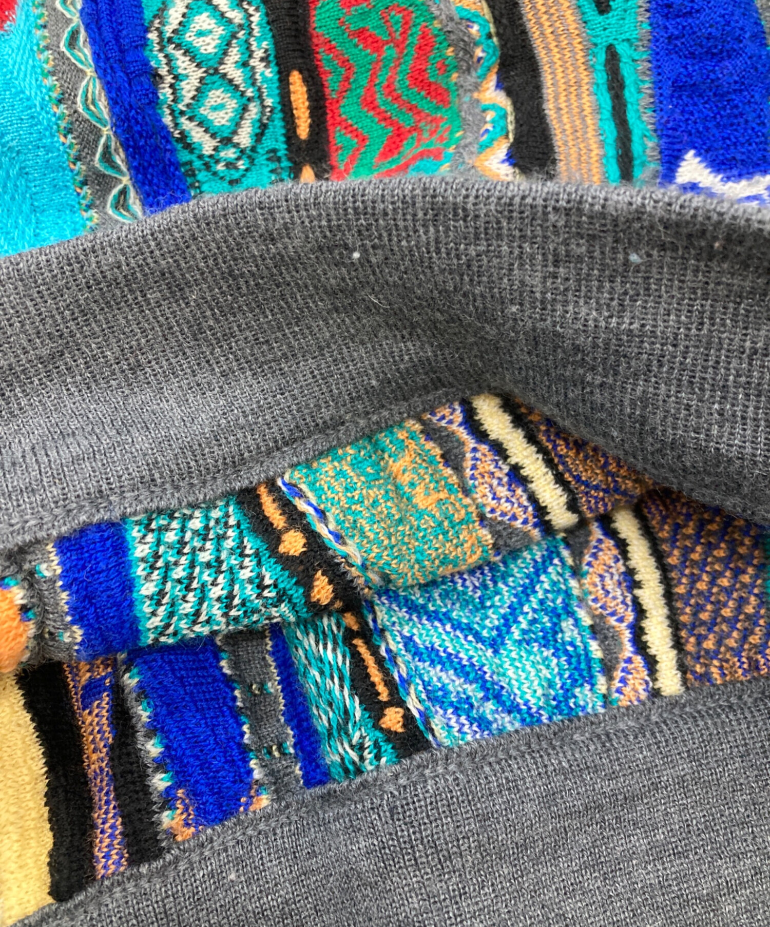 中古・古着通販】Coogi (クージー) 3Dニット クージー グレー×グリーン