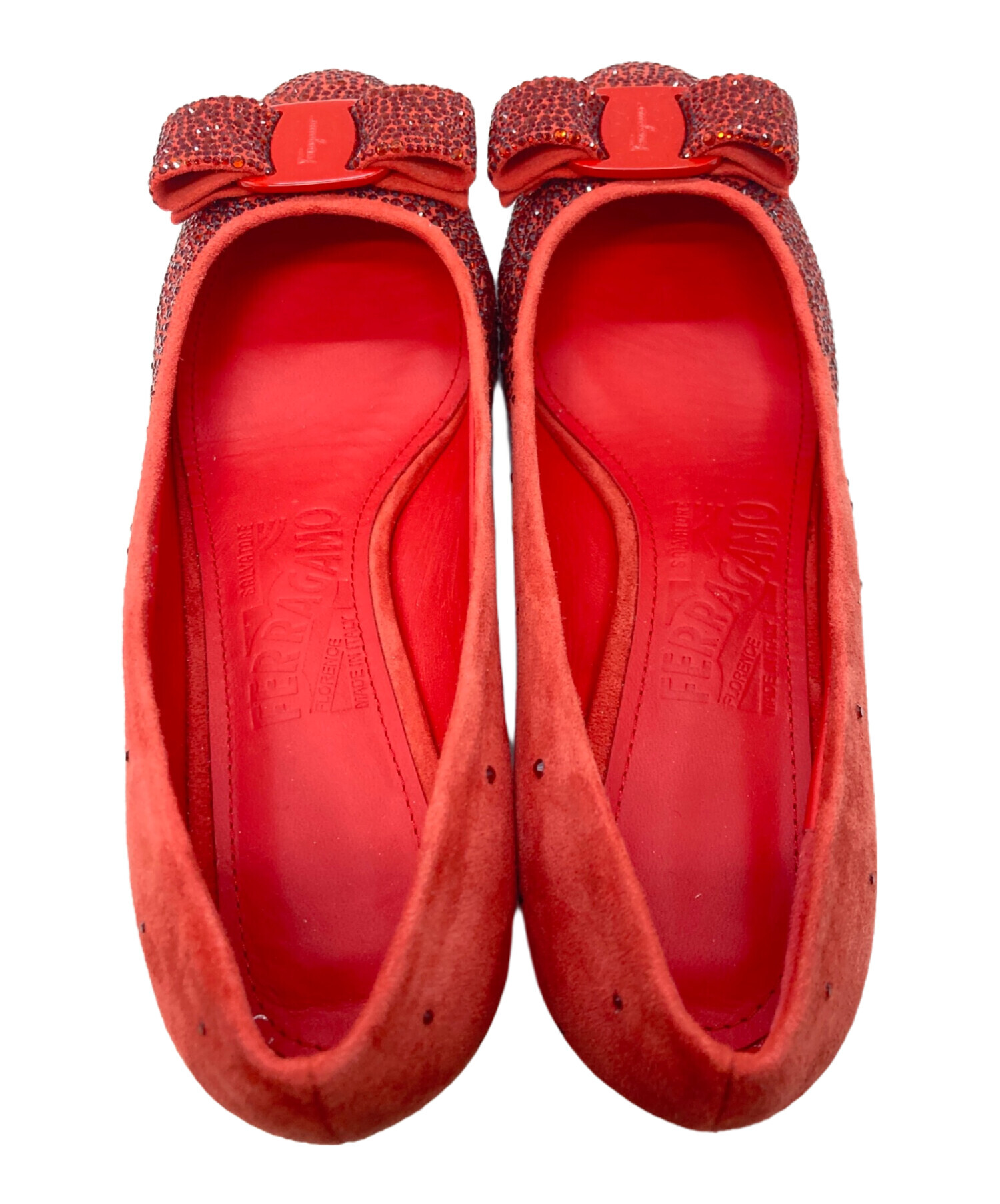 サルヴァトーレフェラガモ ヴァラ リボン キルティング フラットシューズ 8D 中古・古着通販】Salvatore Ferragamo (サルヴァトーレ フェラガモ