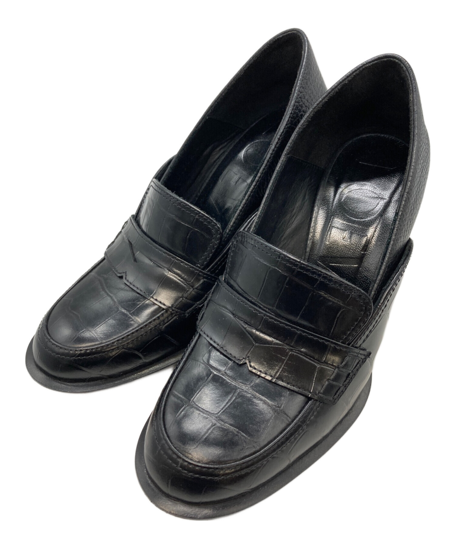 中古・古着通販】LOEWE (ロエベ) ヒールローファー ブラック サイズ:37