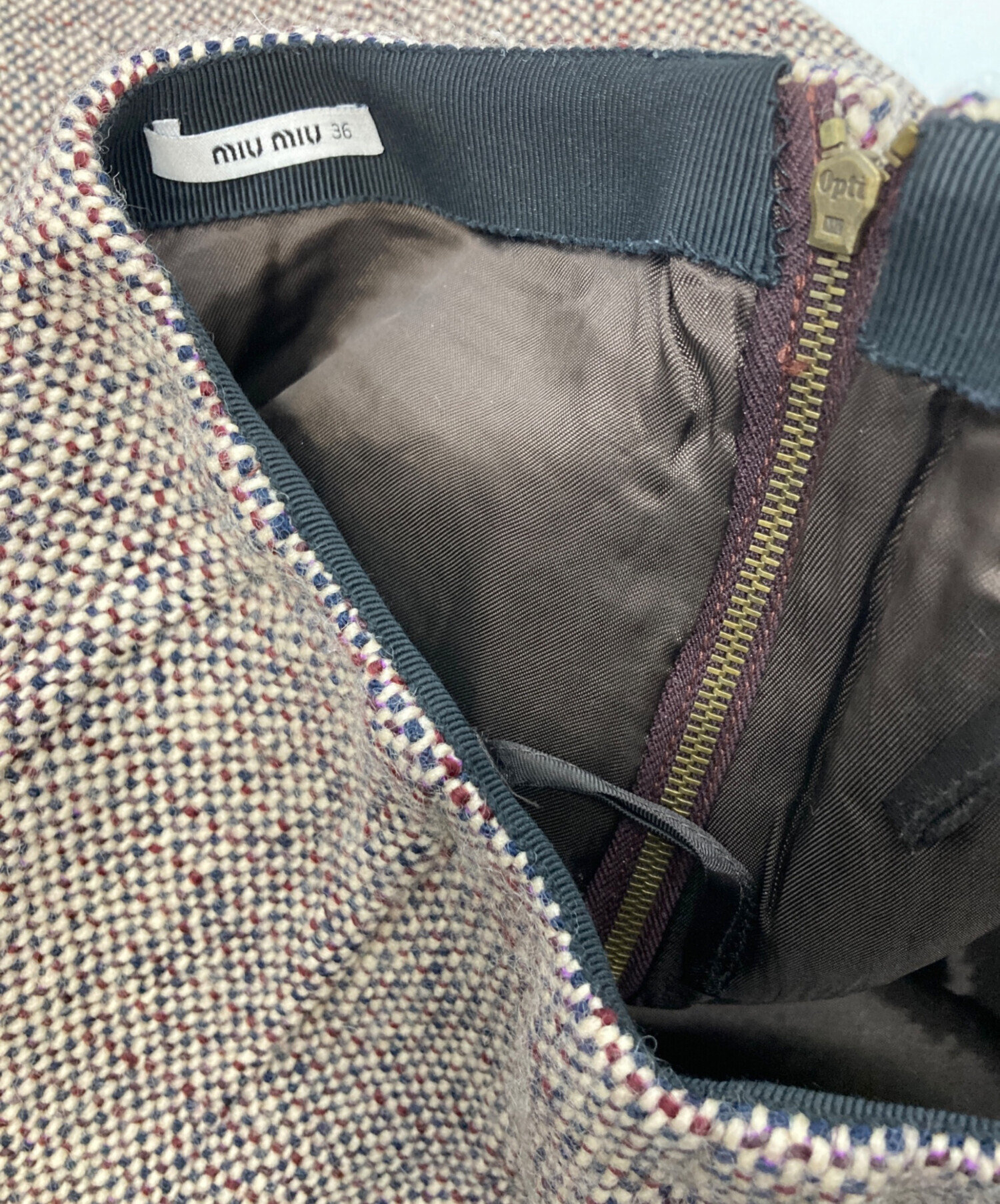 中古・古着通販】MIU MIU (ミュウミュウ) ウールツイードスカート