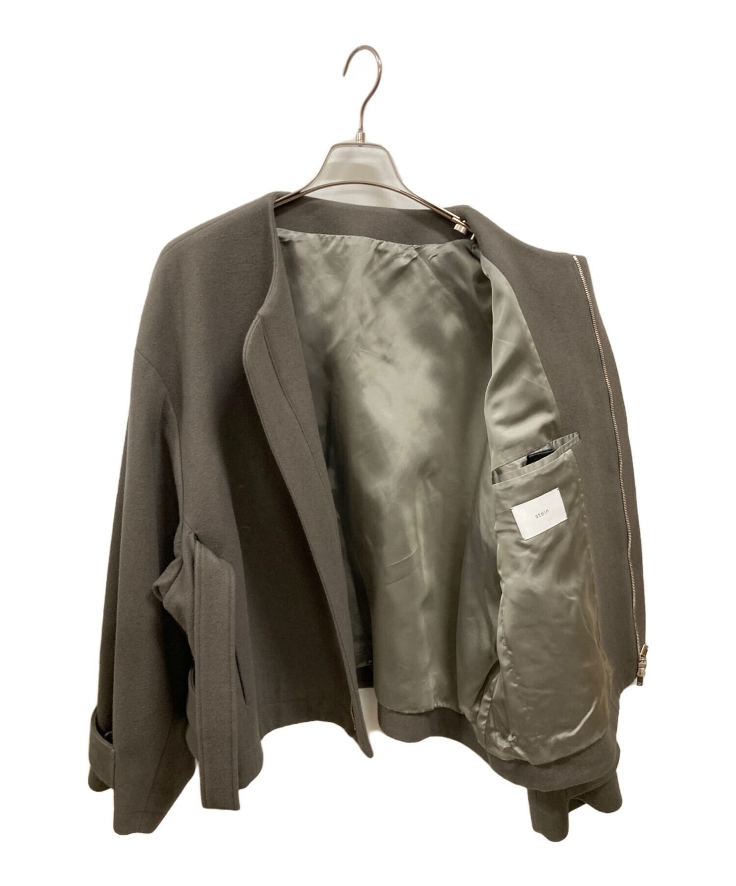 stein シュタイン ブルゾン（その他） メンズ 【古着】【中古】 中古・古着通販】stein (シュタイン) NO COLLAR BELTED JACKET グレー