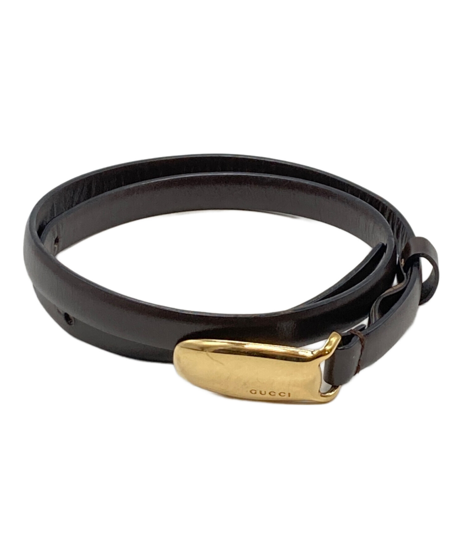 中古・古着通販】GUCCI (グッチ) レザーベルト ブラウン サイズ:70・28