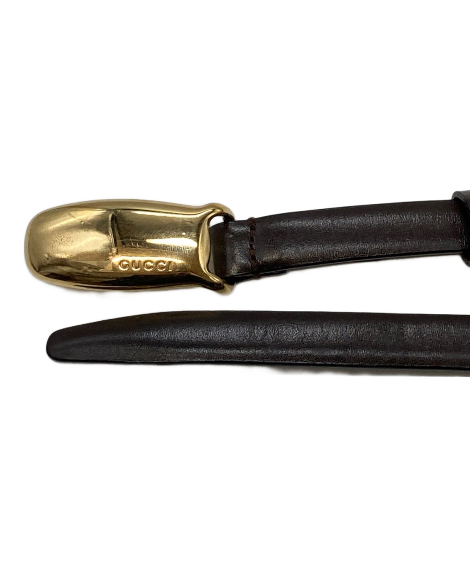 中古・古着通販】GUCCI (グッチ) レザーベルト ブラウン サイズ:70・28