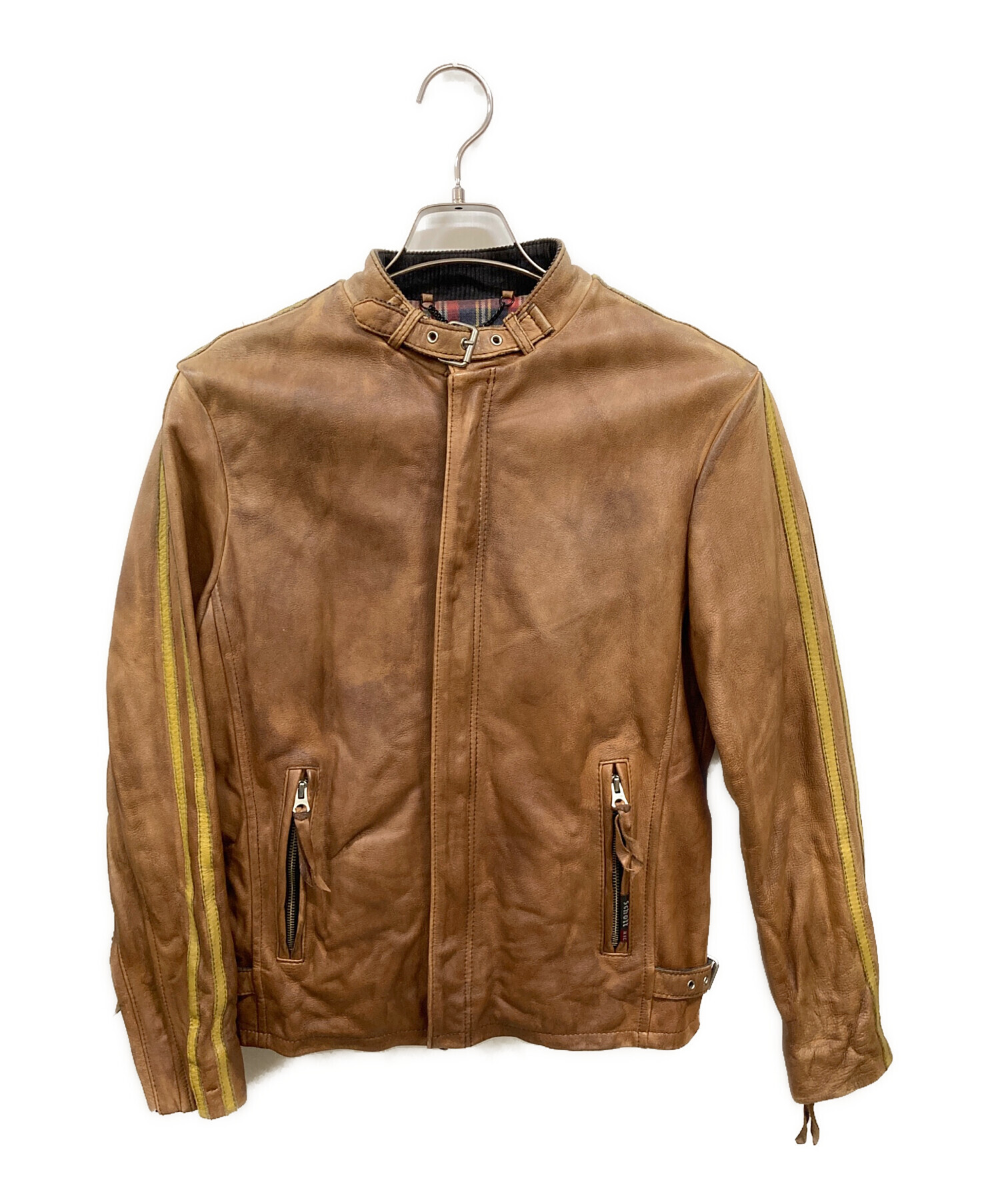 Schott クラシックレーサー ライダース レザージャケット ヴィンテージ加工 中古・古着通販】Schott (ショット) クラシックレーサーライダース