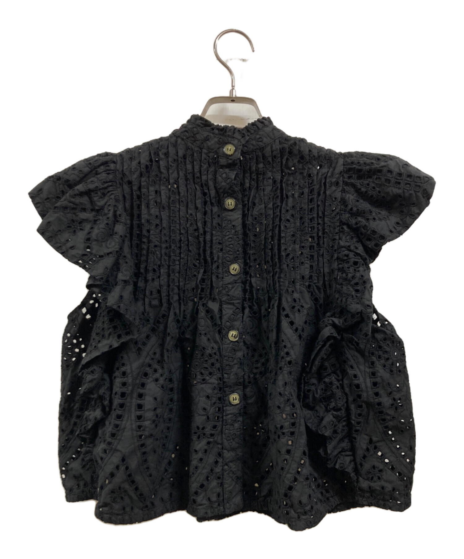 中古・古着通販】Ganni (ガニー) カットワークブラウス ブラック 