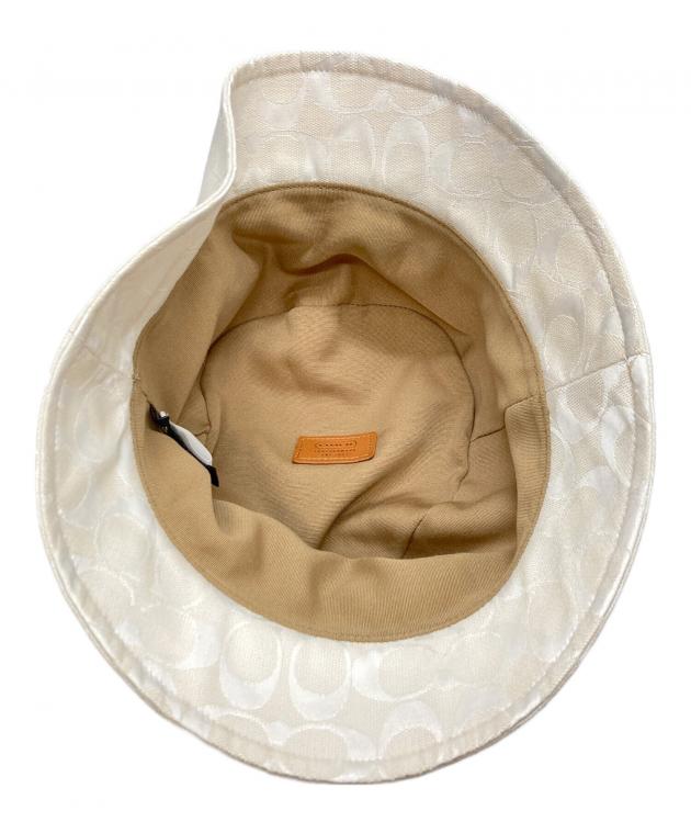 ハワイで購入！　COACH コーチ　バケットハット　ホワイト　シグネチャー　白★ 中古・古着通販】COACH (コーチ) シグネチャーハット ホワイト