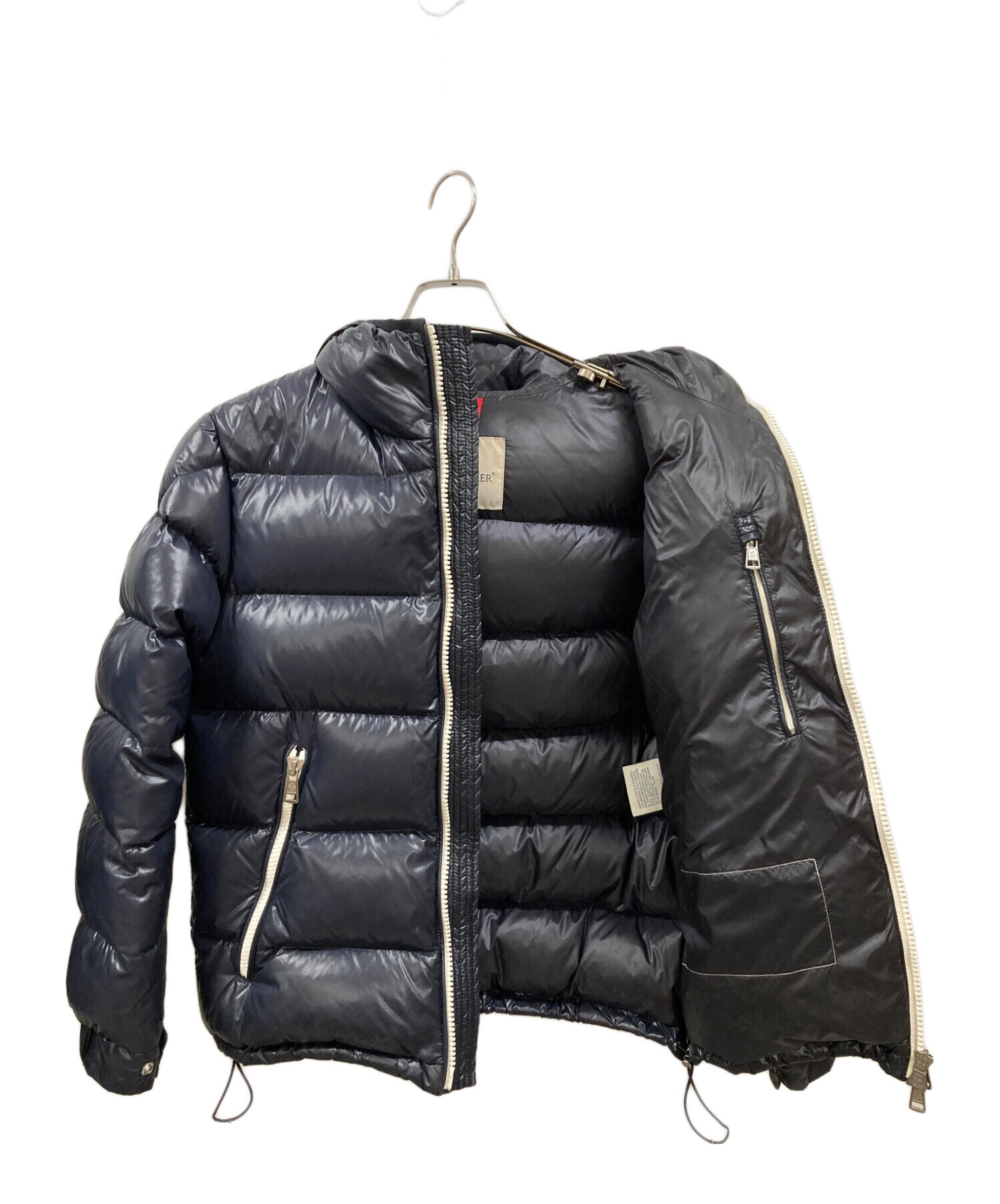 MONCLER ジャケット グレー ネイビー 12 A Navy Blue Arneb Hooded Short Down Jacket - Short Down Jackets for
