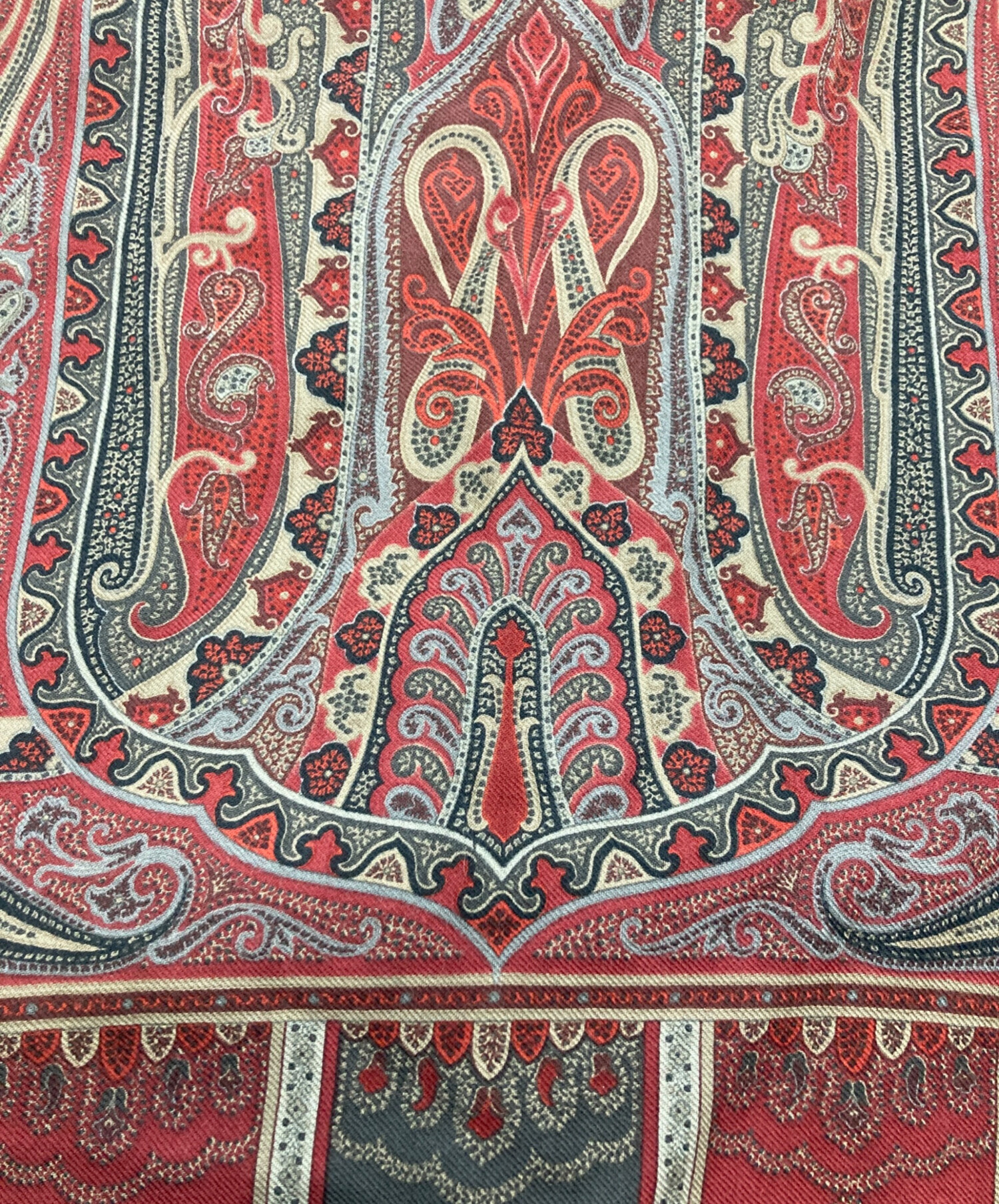 エトロ ストール スカーフ 大判 ウール/シルク混 レッド ETRO