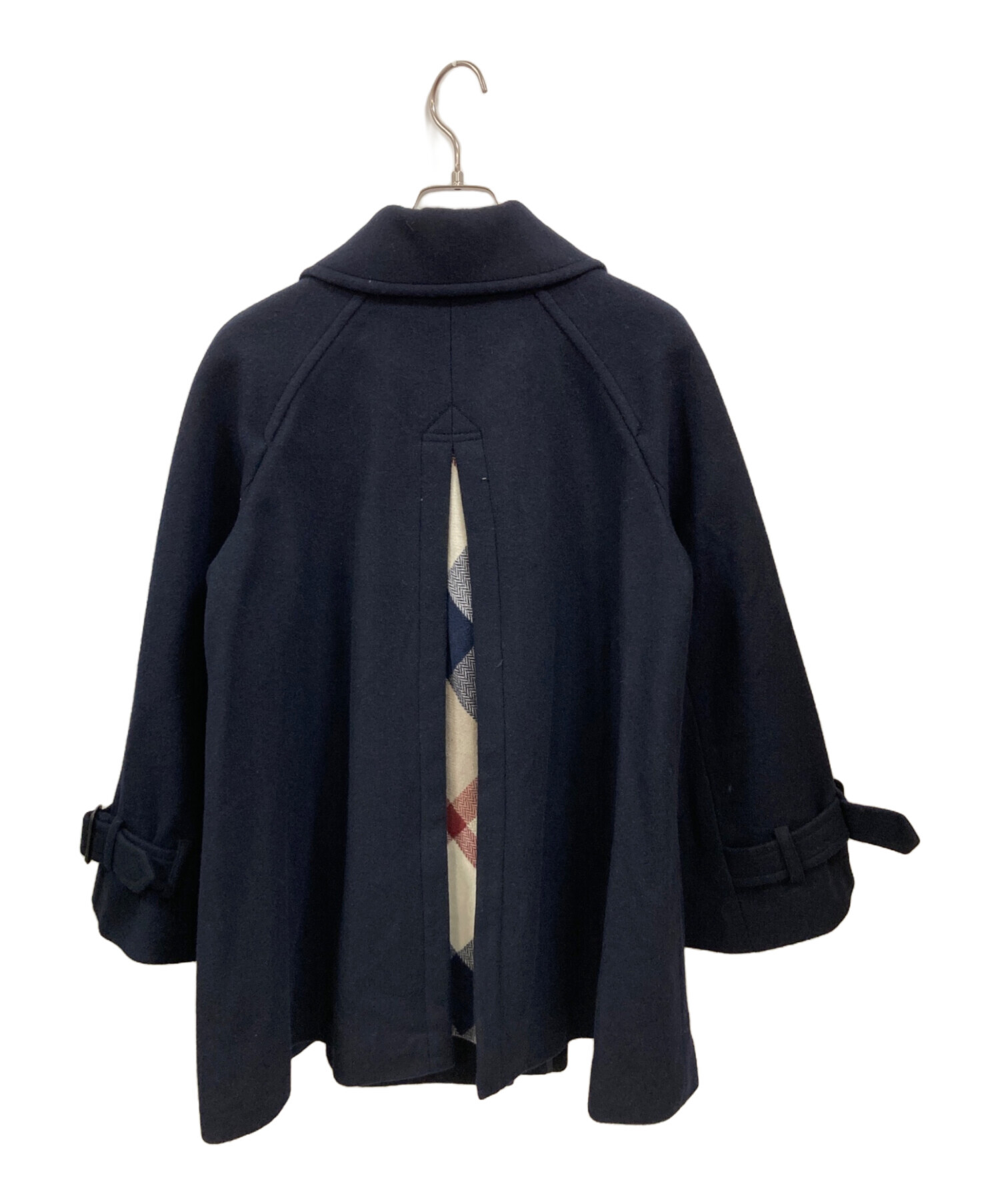 ブルーレーベルクレストブリッジ スペリオルメルトンケープコート 水色 サイズ38 BLUE LABEL スペリオルメルトンケープコート (ブルーレーベルクレストブリッジ) ネイビー サイズ:38