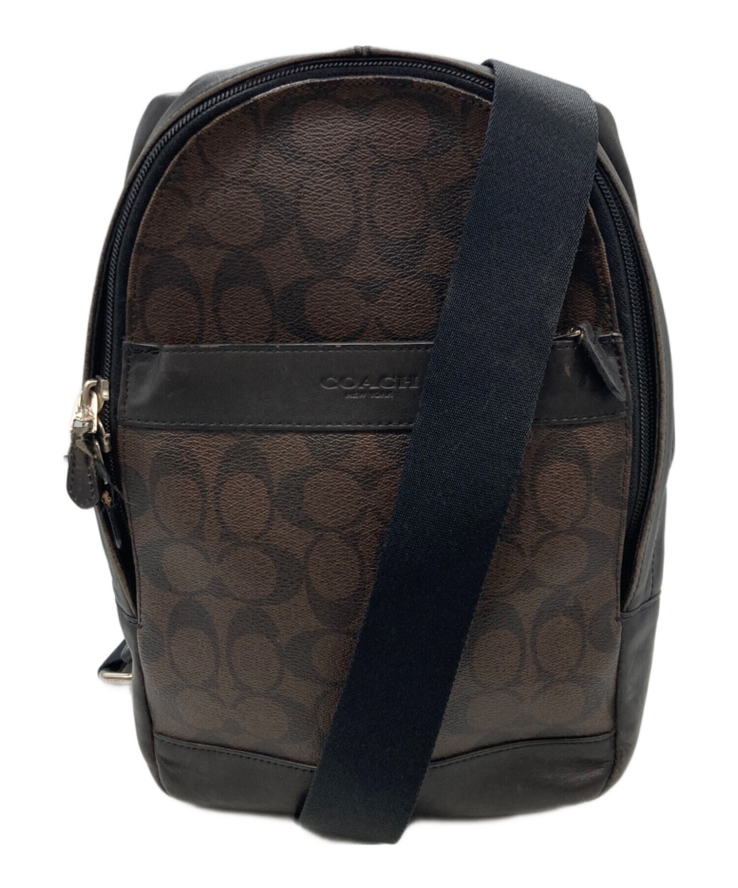 【未使用】COACH ボディバッグ レザー　ブラウン×ブラック 中古・古着通販】COACH (コーチ) ボディバッグ ブラック×ブラウン