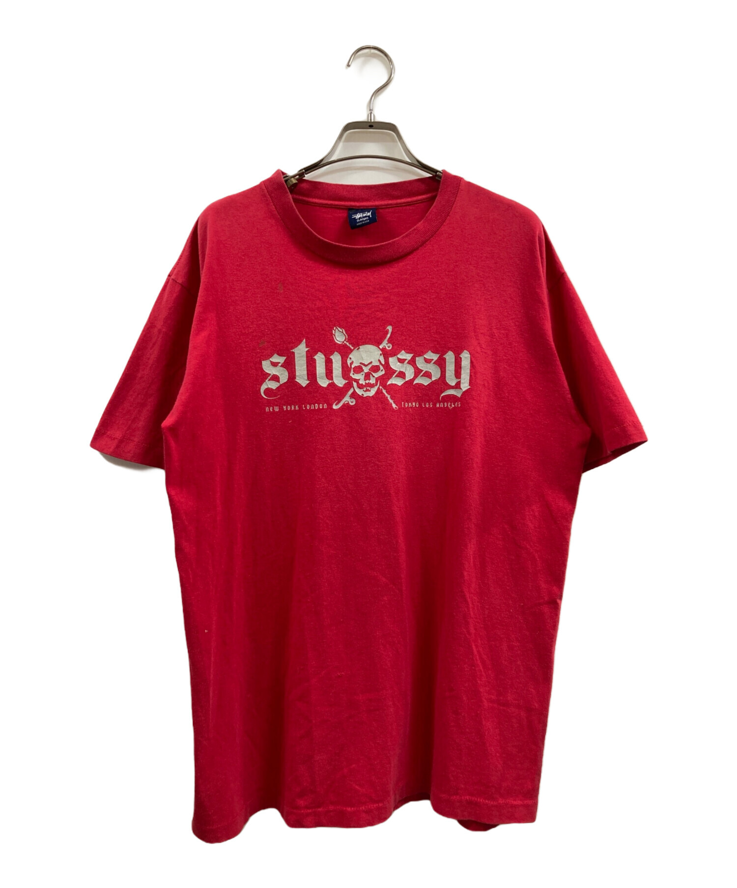 中古・古着通販】stussy (ステューシー) スカルプリントTシャツ レッド