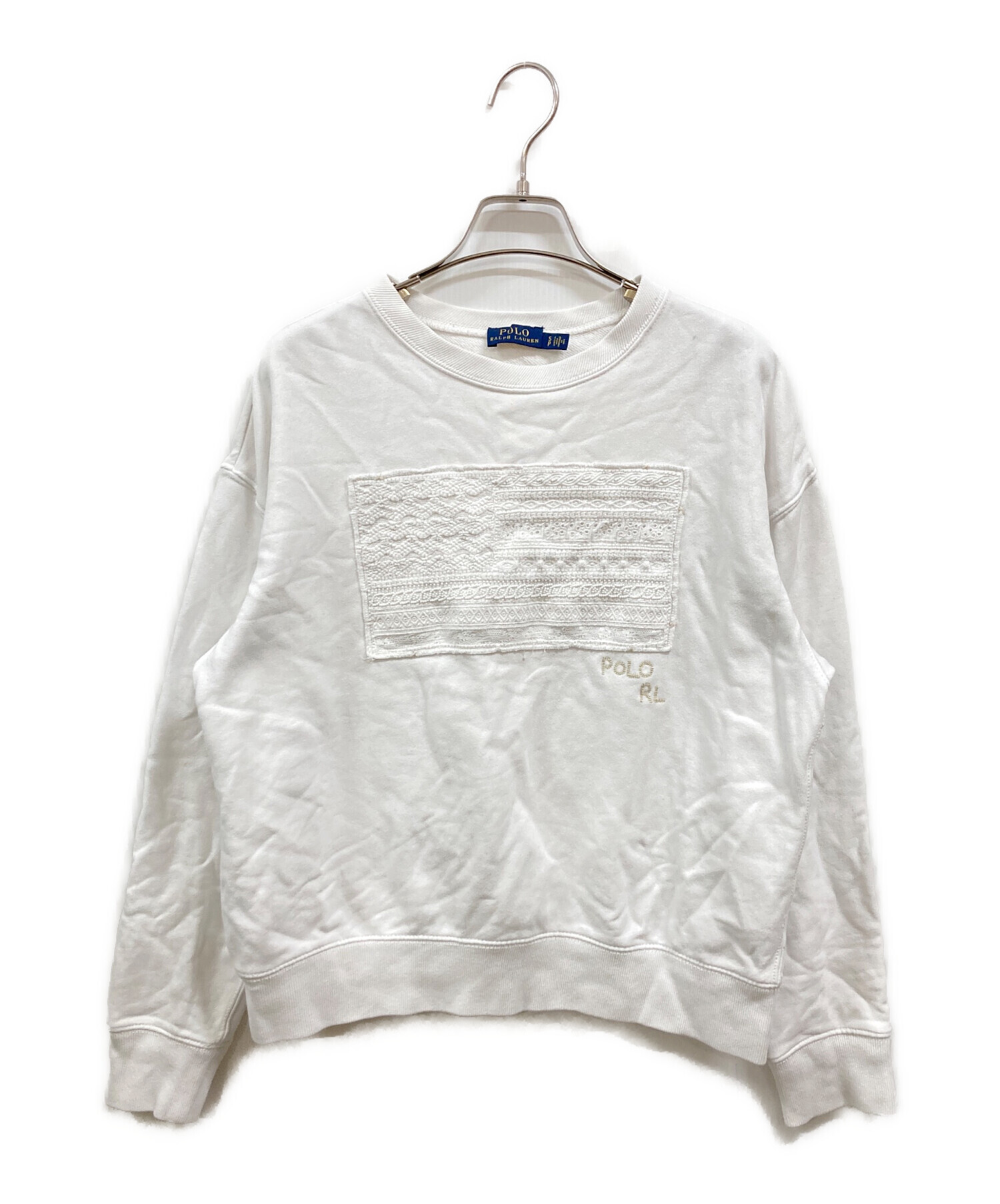 ポロラルフローレン　ホワイトスウェット　バック刺繍 ホームクリーニング済 ポロラルフローレン ホワイトスウェット バック刺繍 ホーム
