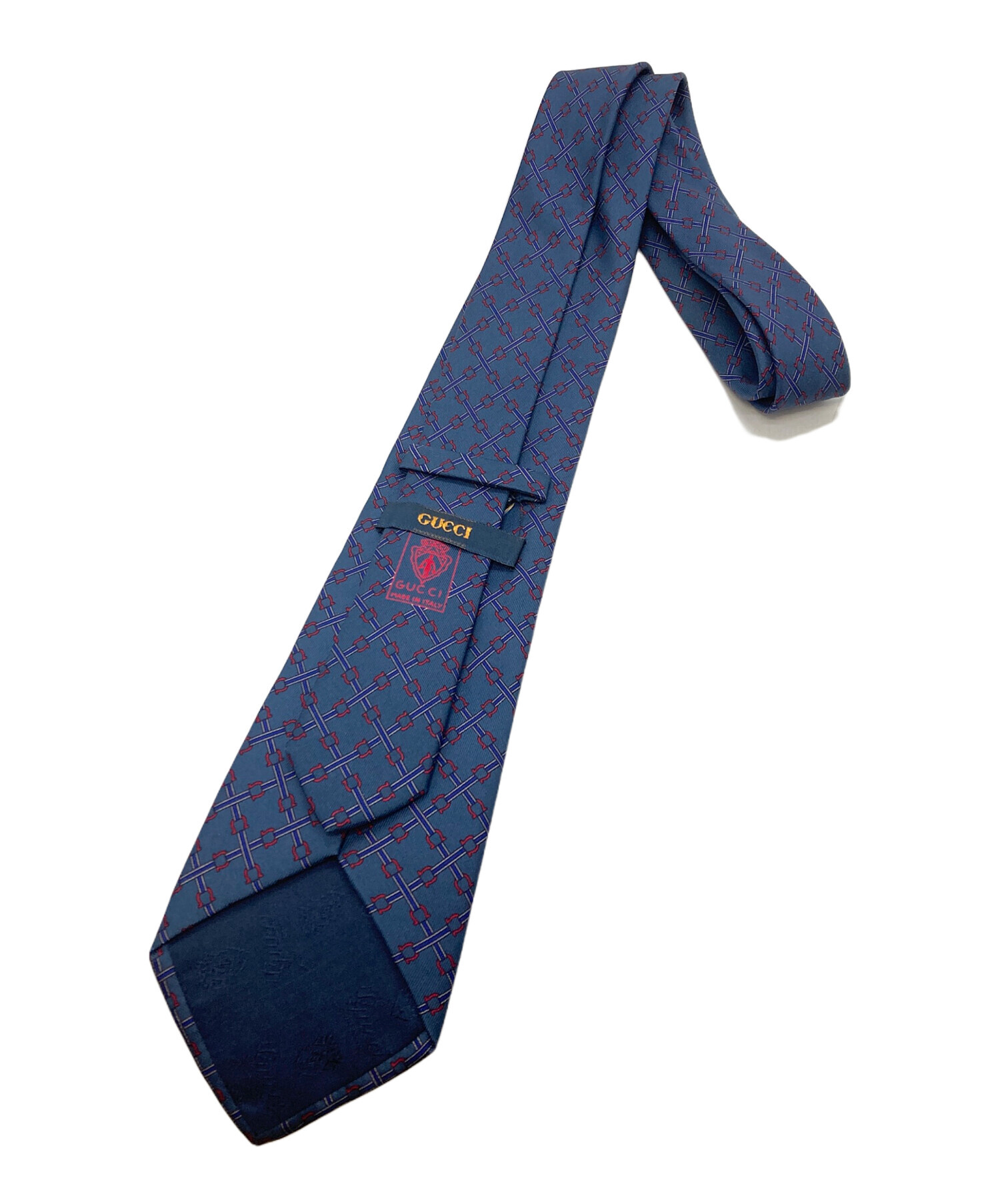 中古・古着通販】GUCCI (グッチ) シルクネクタイ ネイビー サイズ:不明