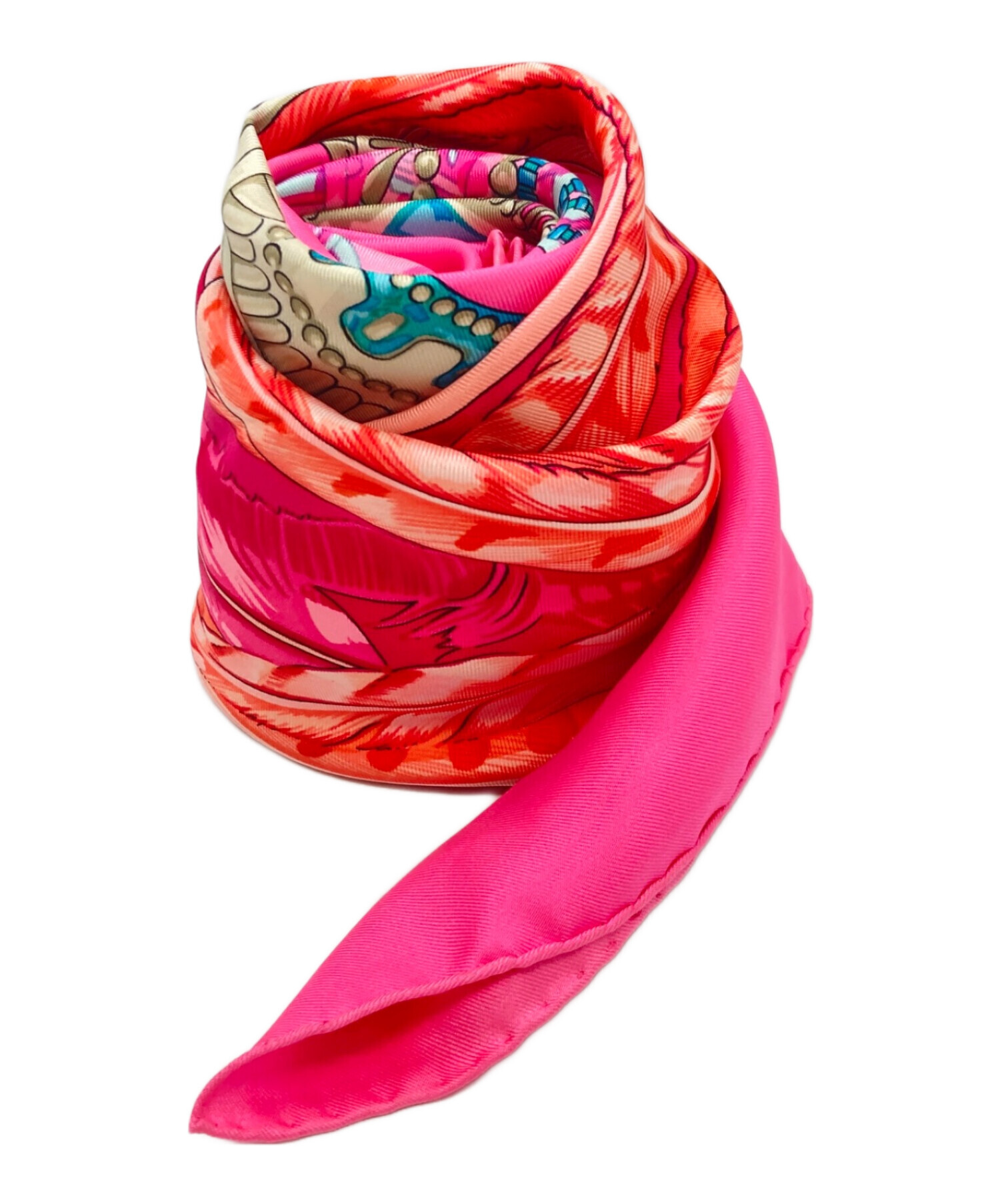 新品未使用 ヴィンテージ HERMÈS 花柄 エルメス ピンク シルクスカーフ 新品未使用 ヴィンテージ HERMÈS 花柄 エルメス ピンク シルクスカーフ