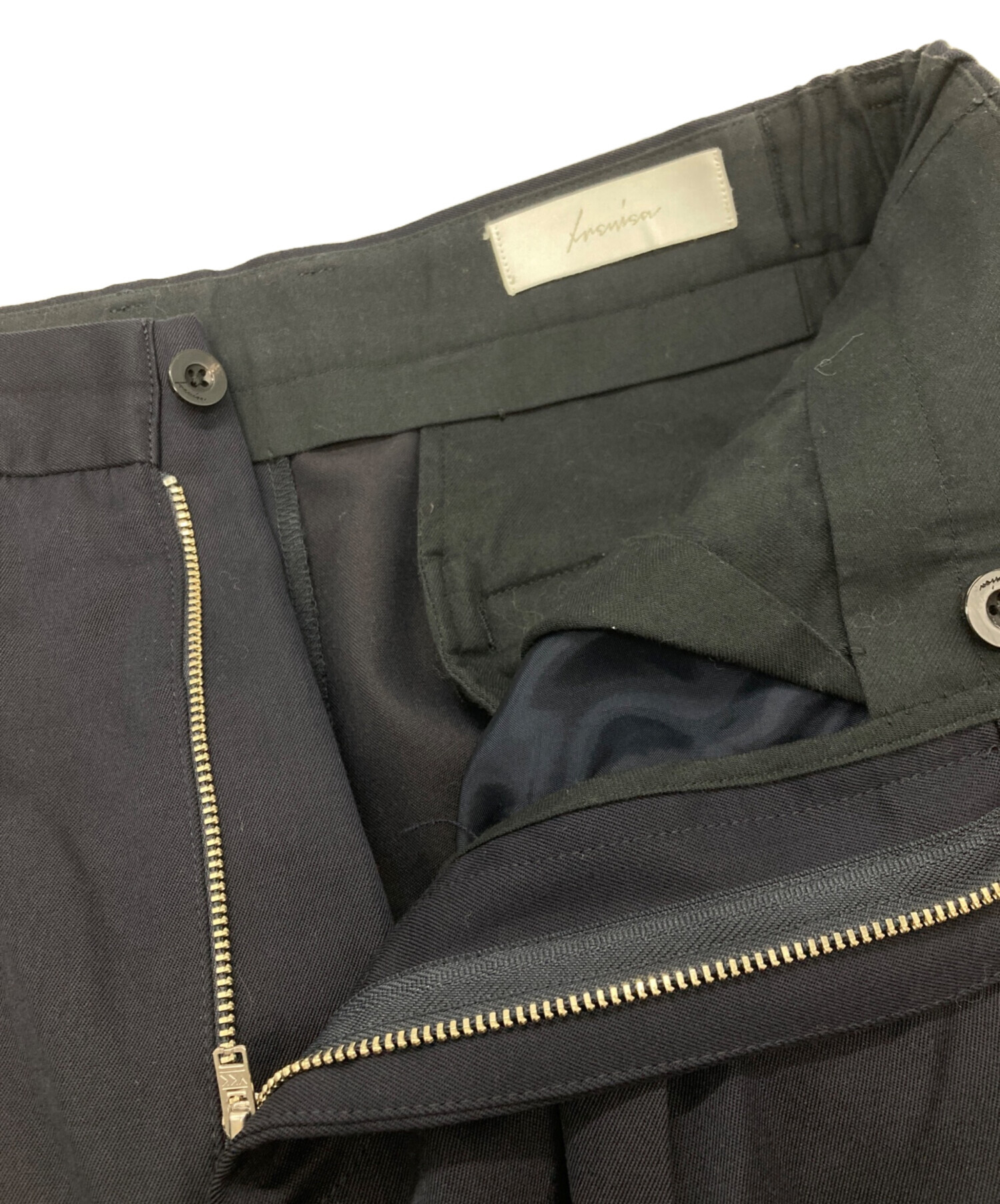 中古・古着通販】IRENISA (イレニサ) TWO TUCKS WIDE PANTS ネイビー