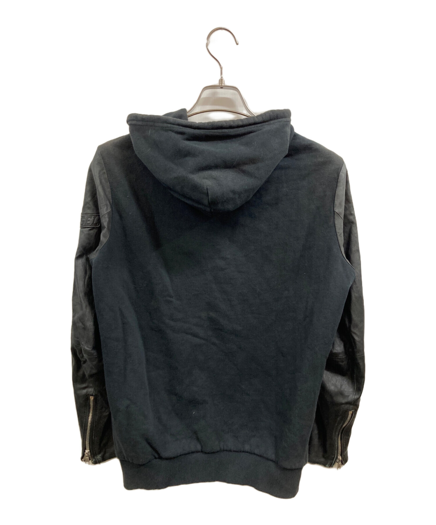 中古・古着通販】DIESEL (ディーゼル) 袖レザー切替ジップパーカー 