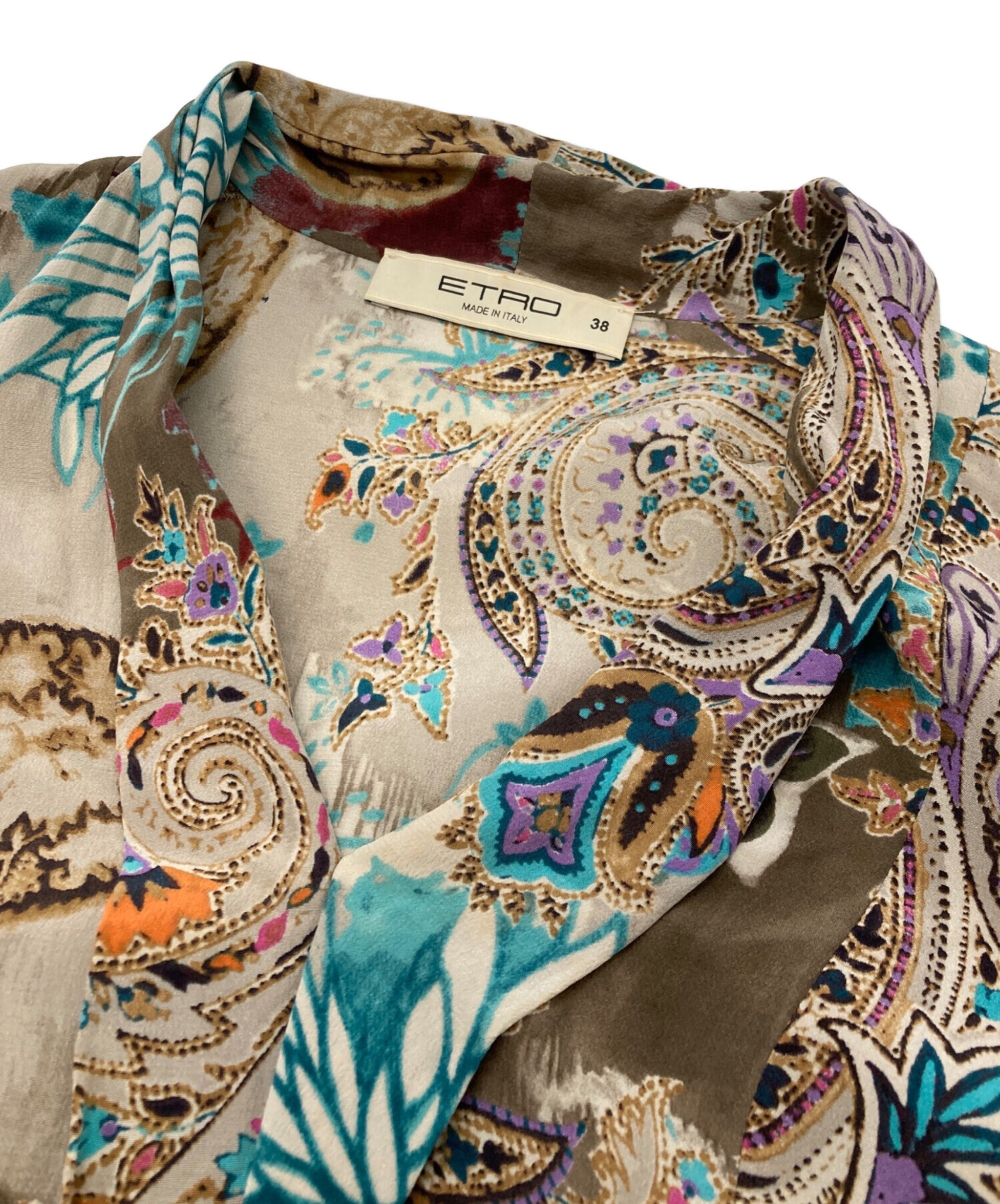 中古・古着通販】ETRO (エトロ) シルクワンピース ベージュ サイズ:38