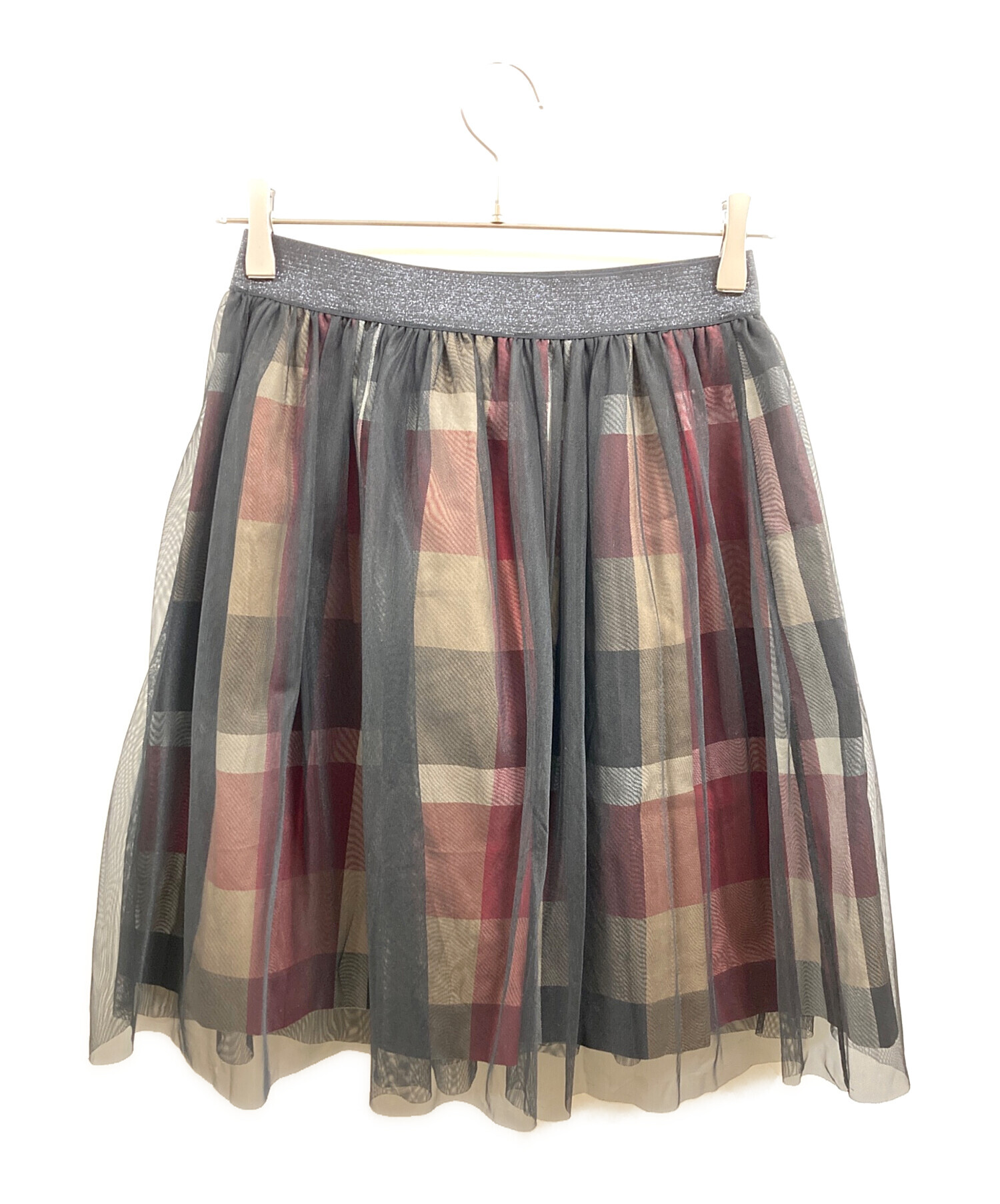 クレストブリッジ　スカート　チェック　38 取扱店舗限定】クレストブリッジチェックサテンプリントスカート