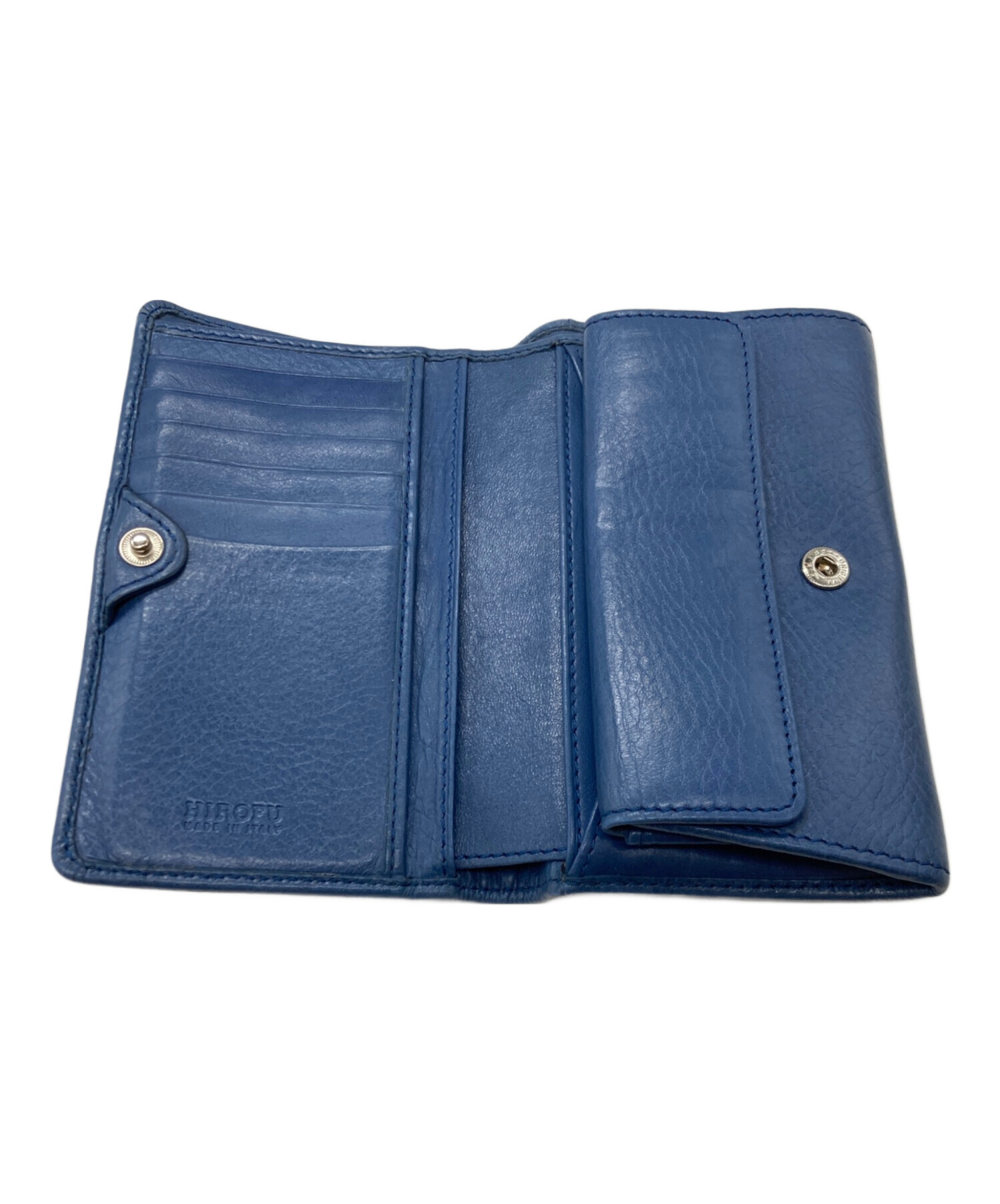 中古・古着通販】HIROFU (ヒロフ) 2つ折りレザー財布 ブルー｜ブランド