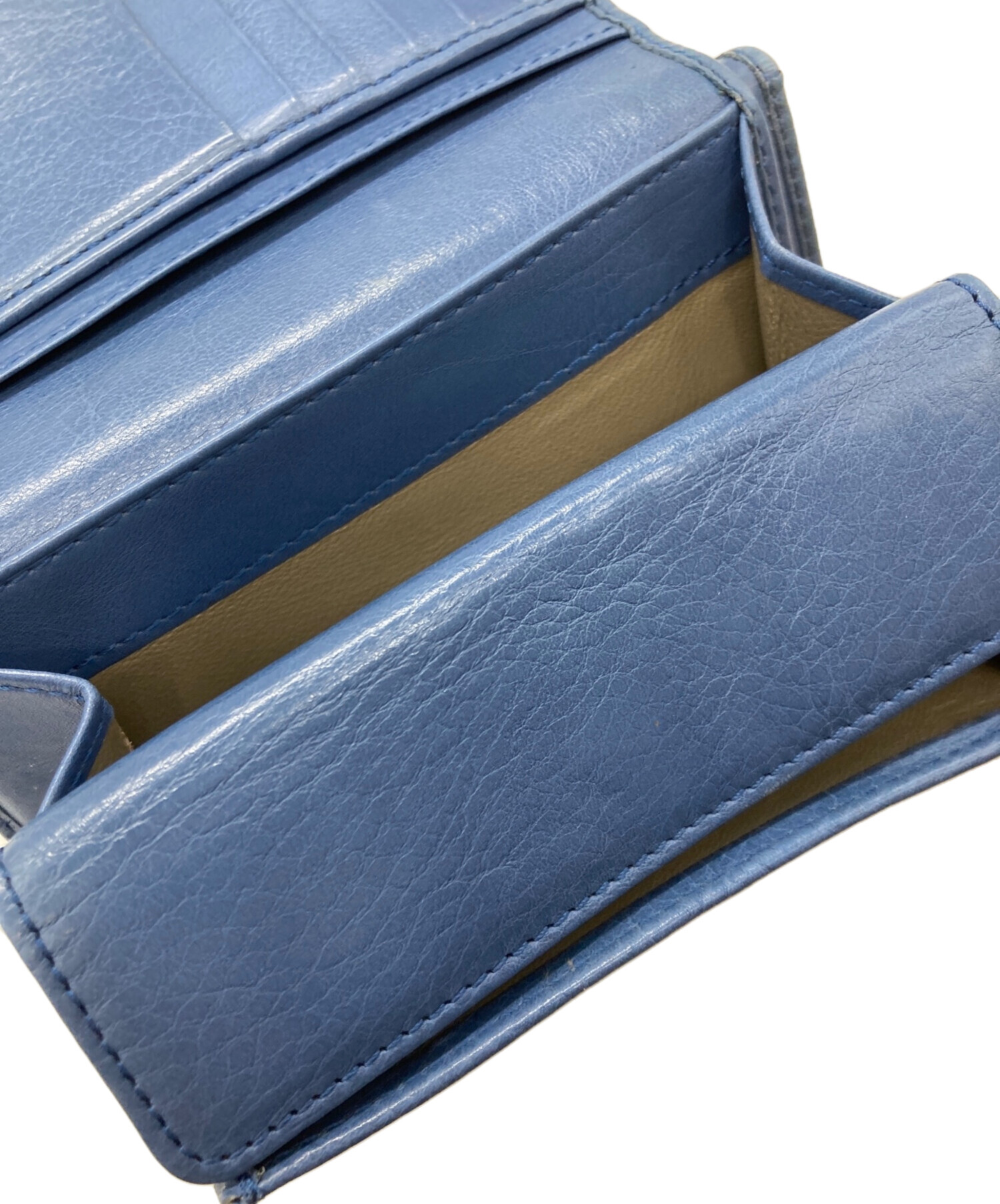 中古・古着通販】HIROFU (ヒロフ) 2つ折りレザー財布 ブルー｜ブランド