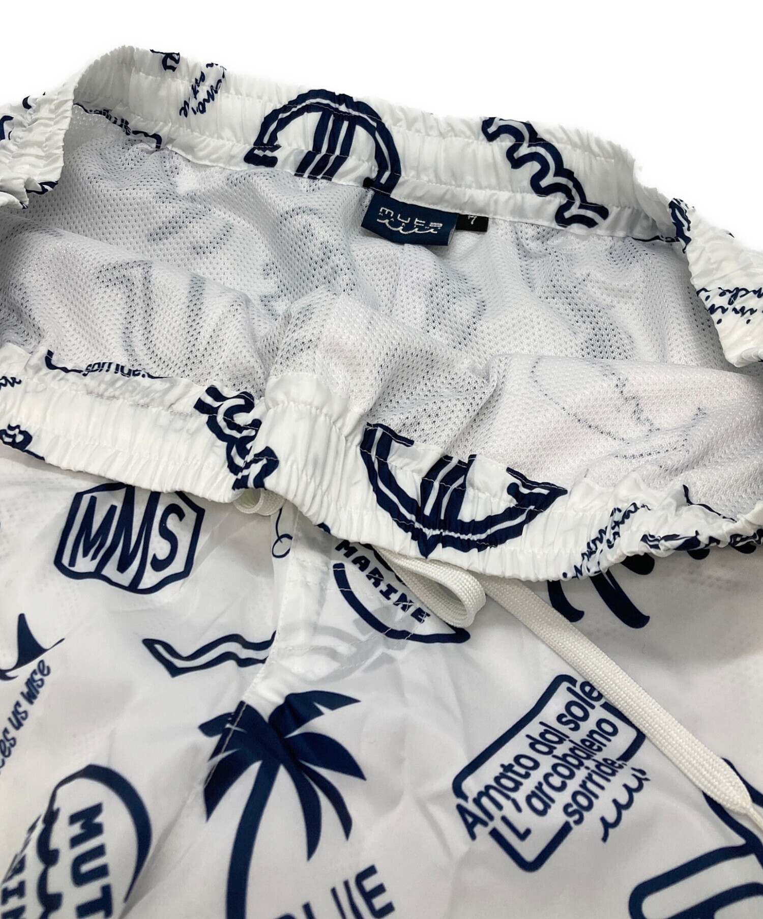 muta MARINE ムータマリン ロゴ刺繍 ストライプ柄 ゴルフ パンツ 中古・古着通販】muta MARINE (ムータマリン) ランダムロゴ ショート