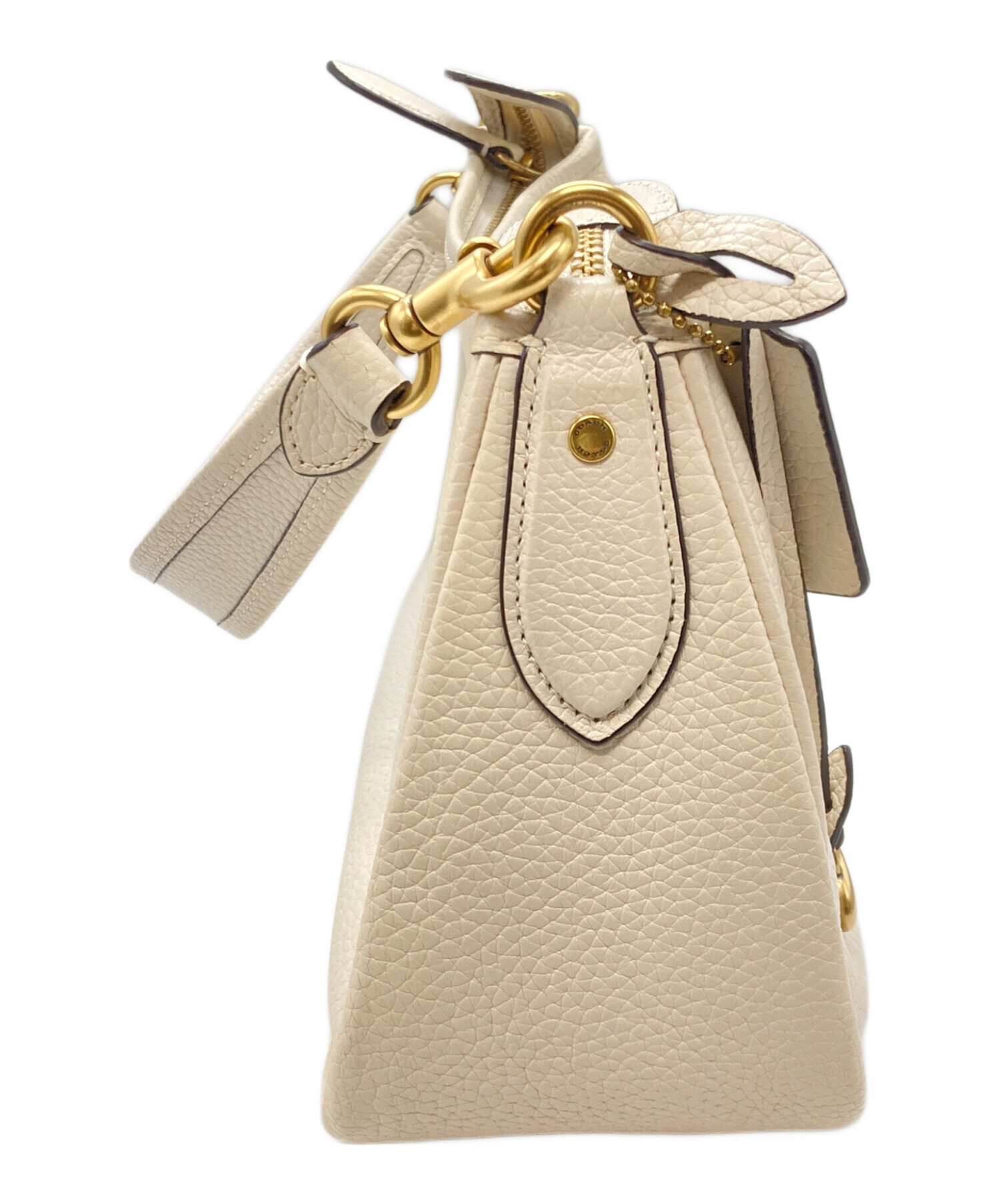 新品　未使用品COACH ホワイトレザー ボディバッグ コーチ25年春メンズバッグ、ホワイト調キャンバス×レザーの大容量