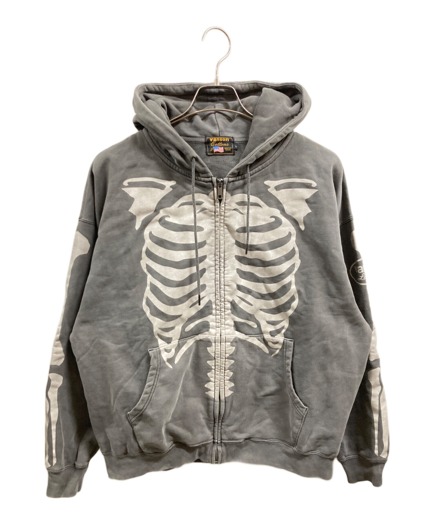 中古・古着通販】VANSON (バンソン) ボーンプリントジップパーカー