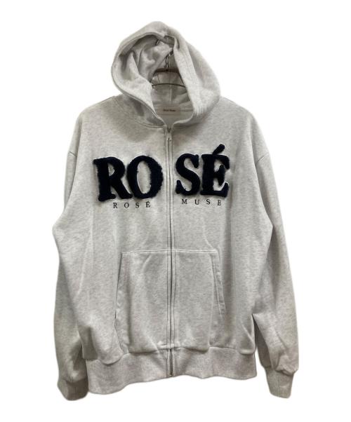ロゼミューズ　Fur logo zip hoodieライトグレー　パーカー 中古・古着通販】Rose Muse (ロゼミューズ) Fur logo zip hoodie