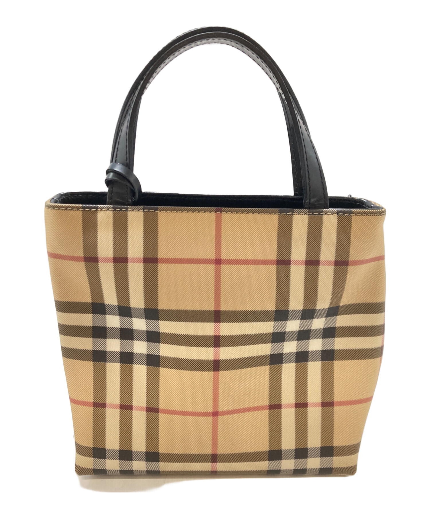 1円 BURBERRY バーバリー PVC×レザー チェック ハンドバッグ Burberry