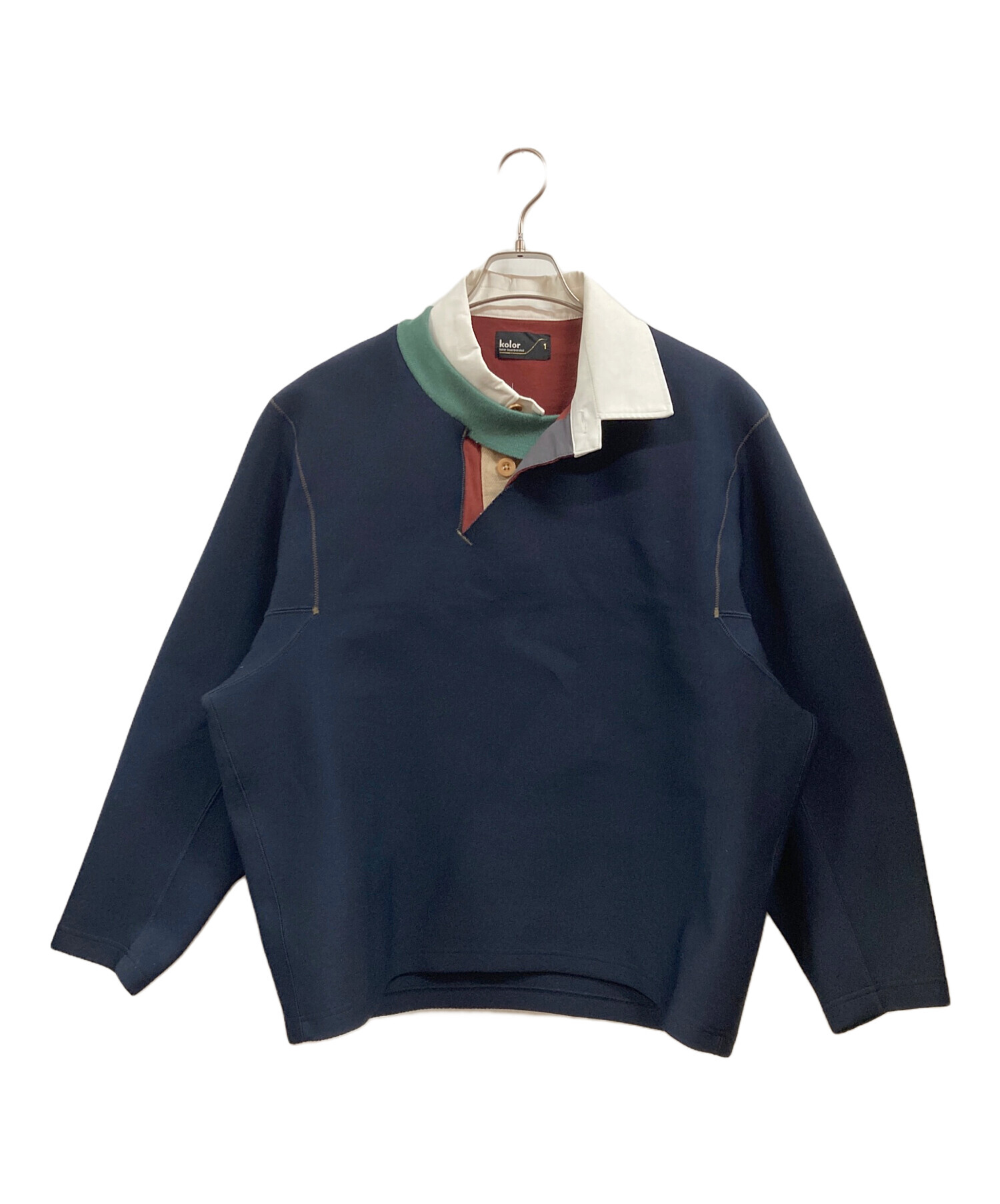 中古・古着通販】KOLOR (カラー) LONG-SLEEVED PIQUE ネイビー サイズ 