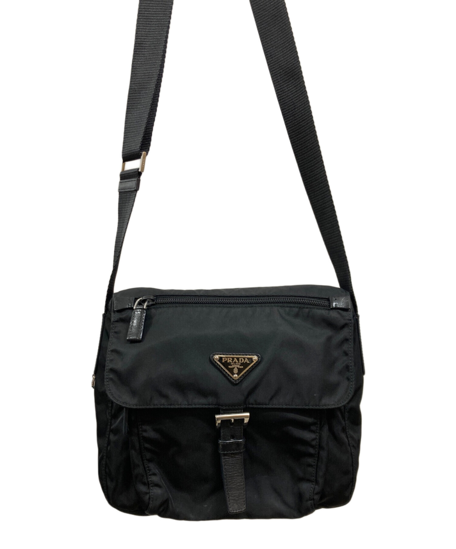 中古・古着通販】PRADA (プラダ) ナイロンショルダーバッグ ブラック