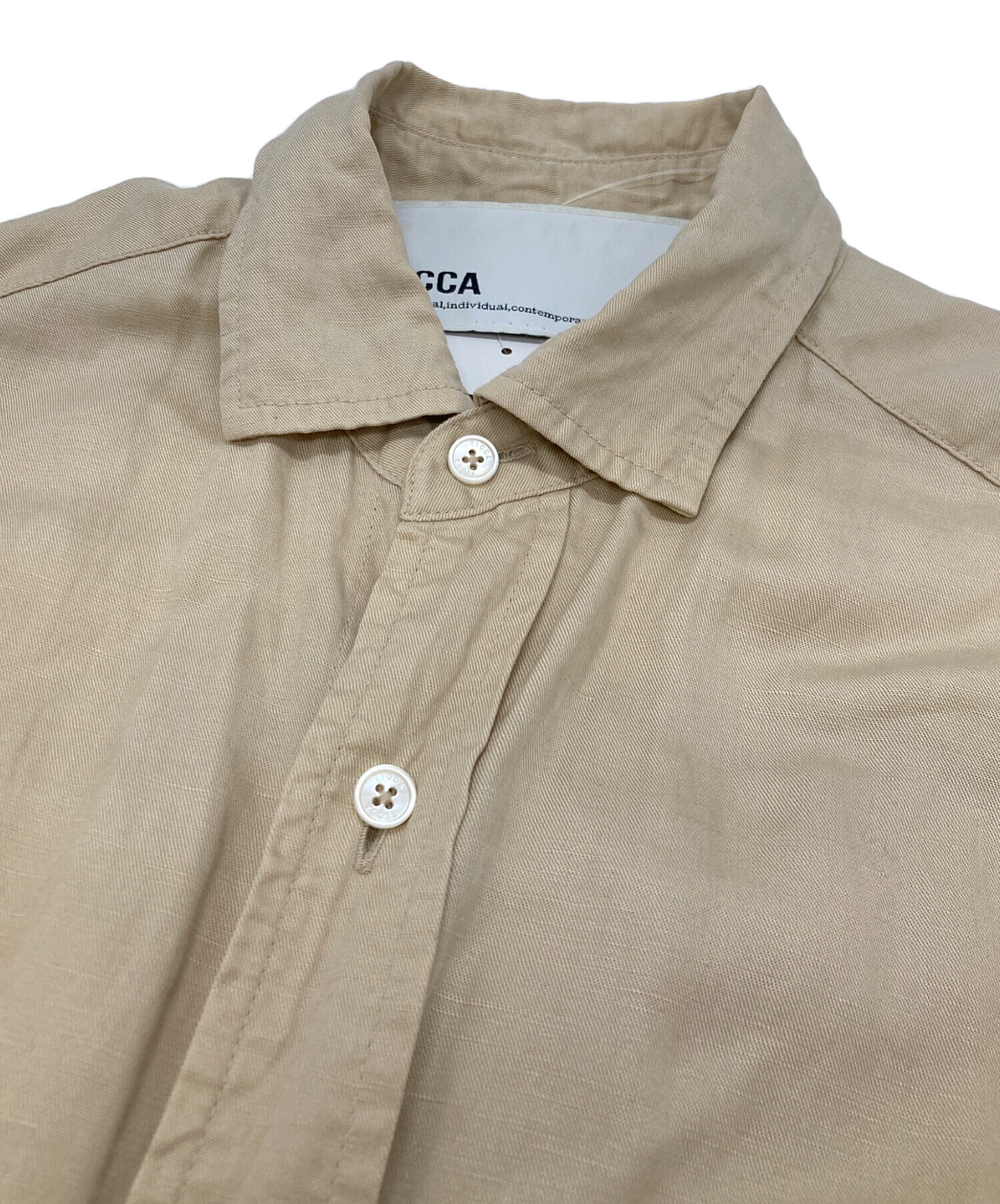 中古・古着通販】TICCA (ティッカ) リネン混シャツワンピース ベージュ