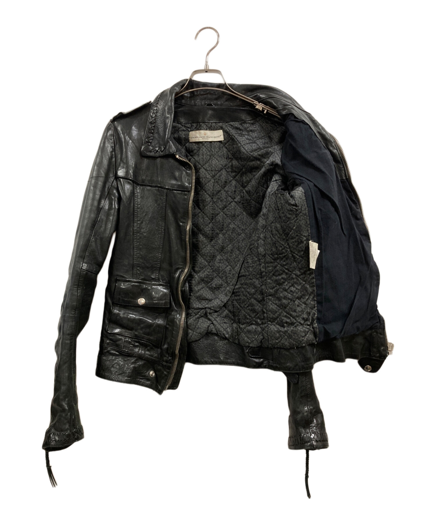 ゴールデングース☆レザージャケット　ブラック GOLDEN  中古・古着通販】GOLDEN GOOSE (ゴールデングース) レザージャケット
