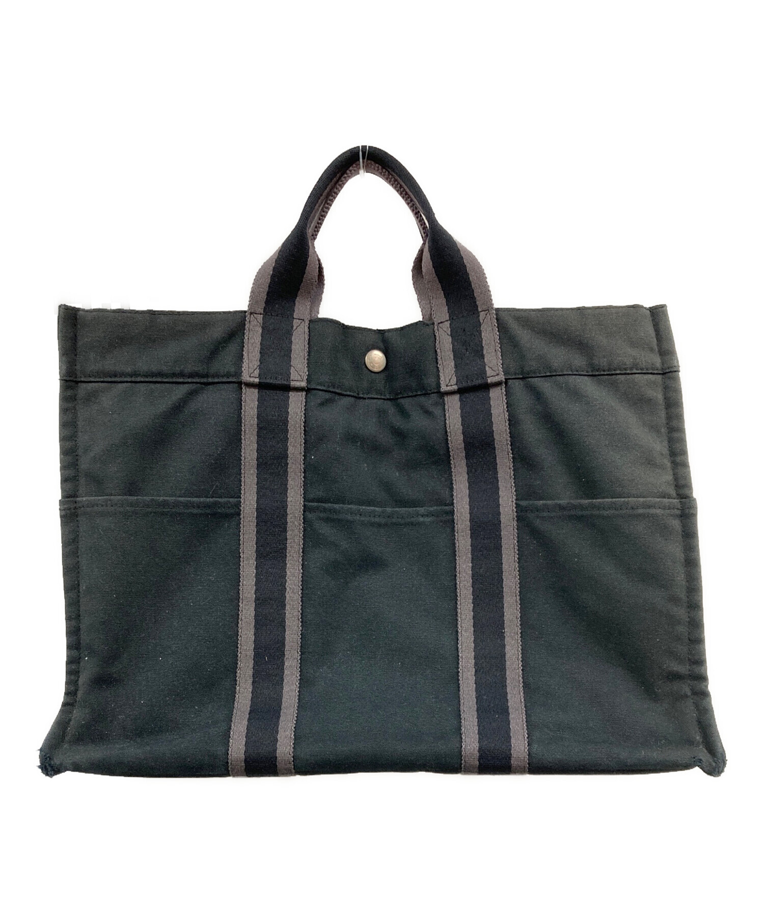 中古・古着通販】HERMES (エルメス) キャンバスバッグ ブラック 