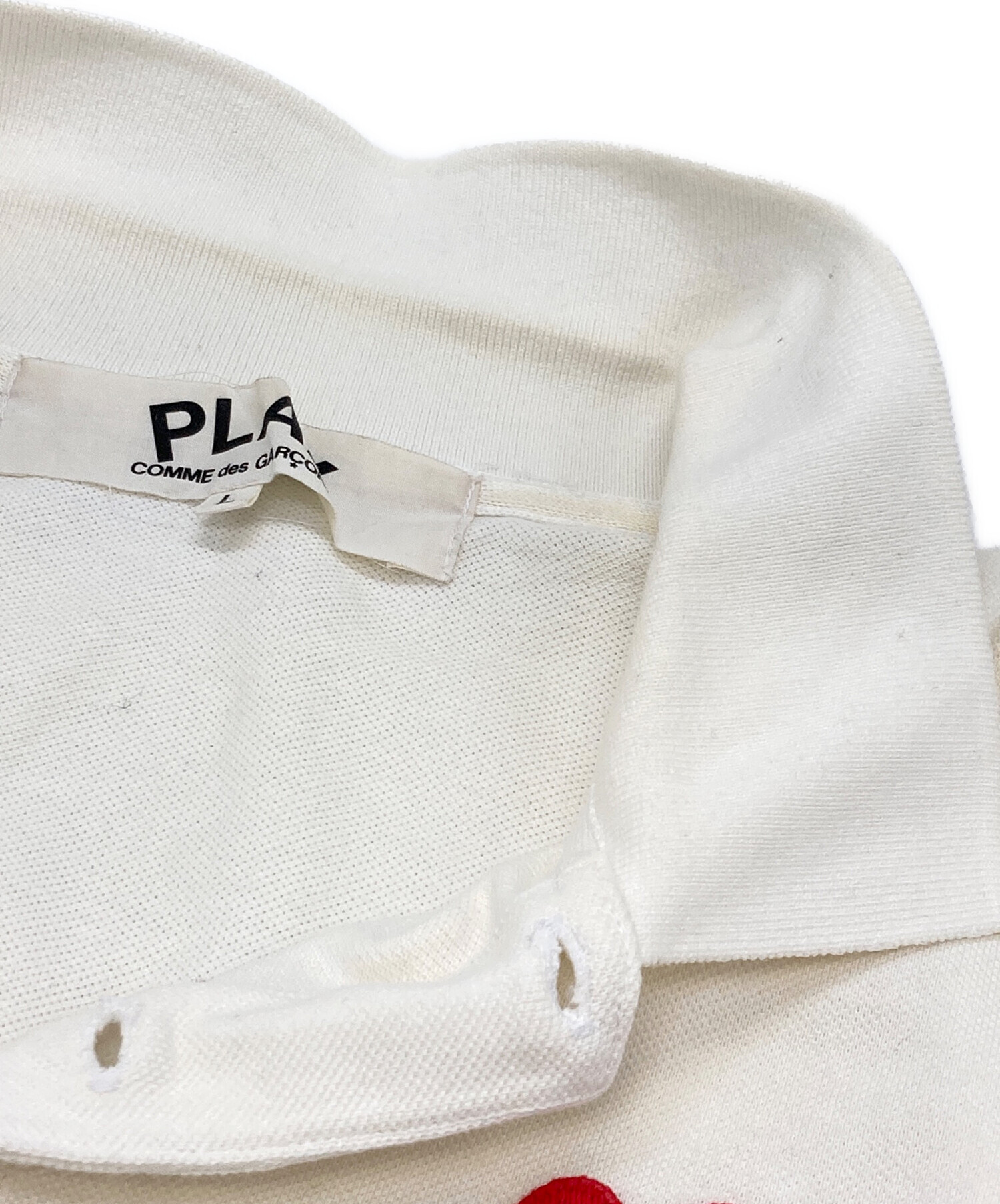 PLAY COMME des GARCONS ポロシャツ S 白 【古着】【中古】【送料無料】 中古・古着通販】PLAY COMME des GARCONS (プレイコムデギャルソン